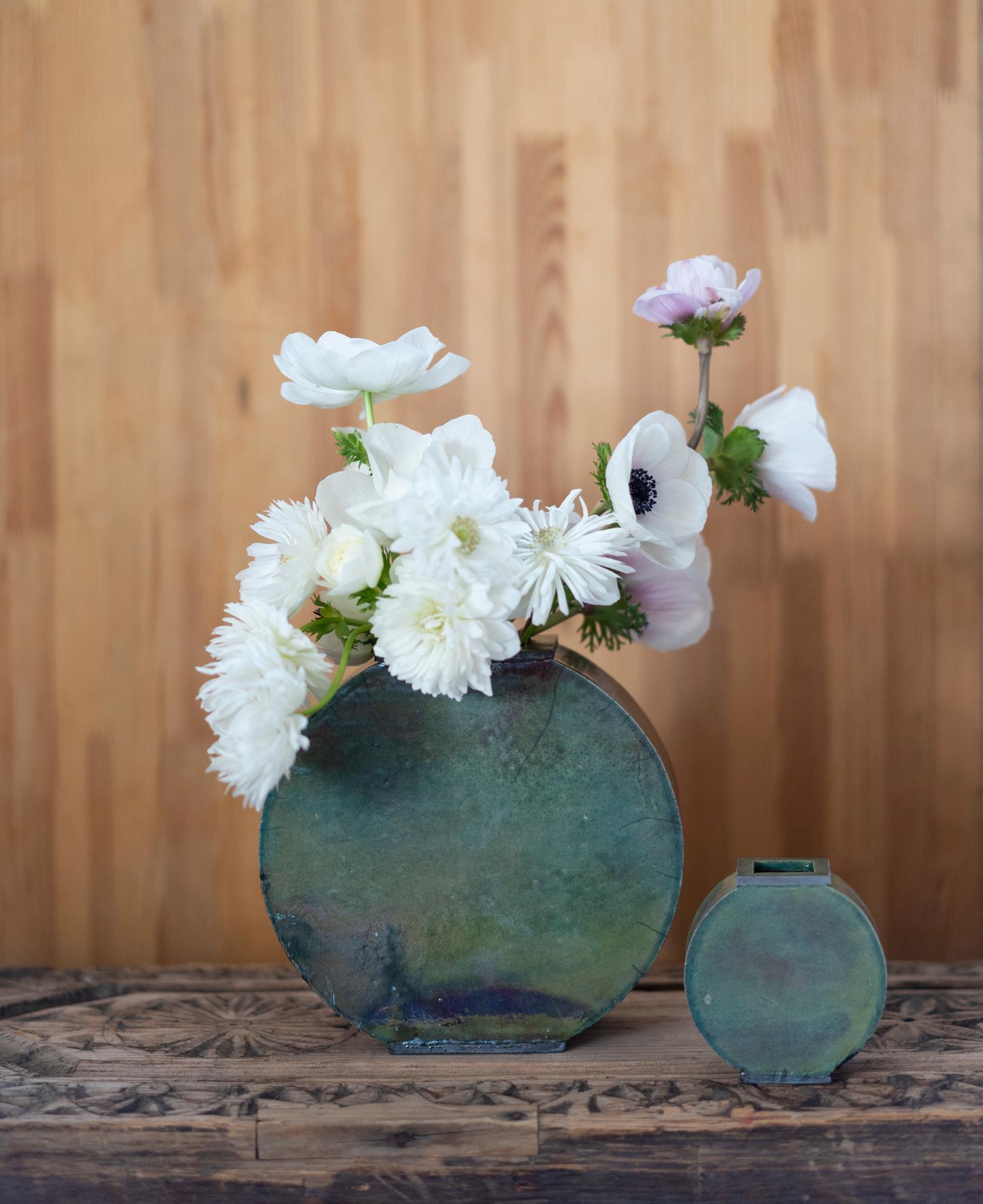 Post-Modern Large Green Vase by Doa Ceramics For Sale