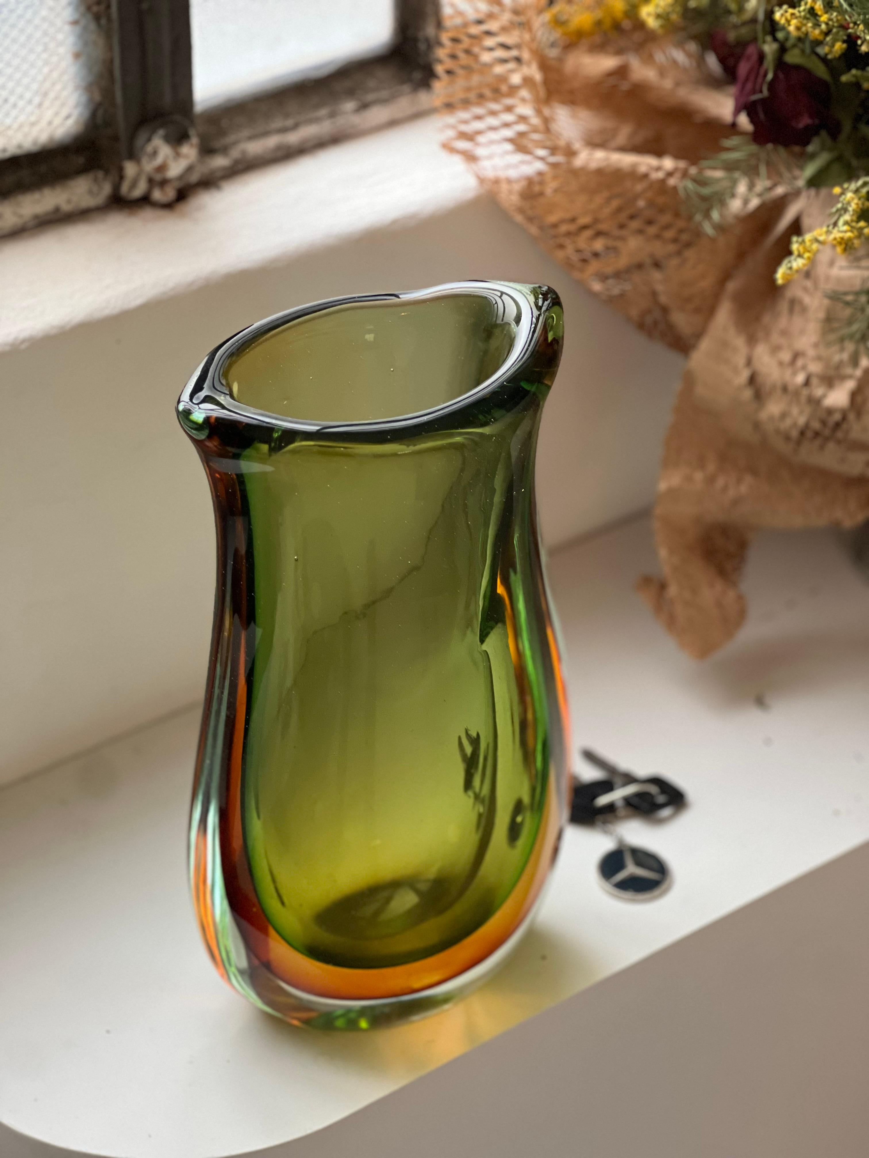 Vaso grande verde, vetro di Murano Glass Sommerso in vendita 5
