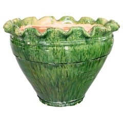 Large Green Retro French Terracotta Bowl