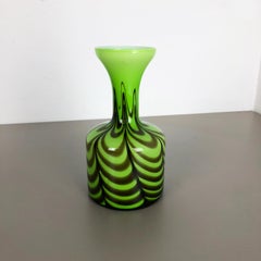 Large Green Vintage Pop Art Opaline Florence Vase Design 1970s Italy