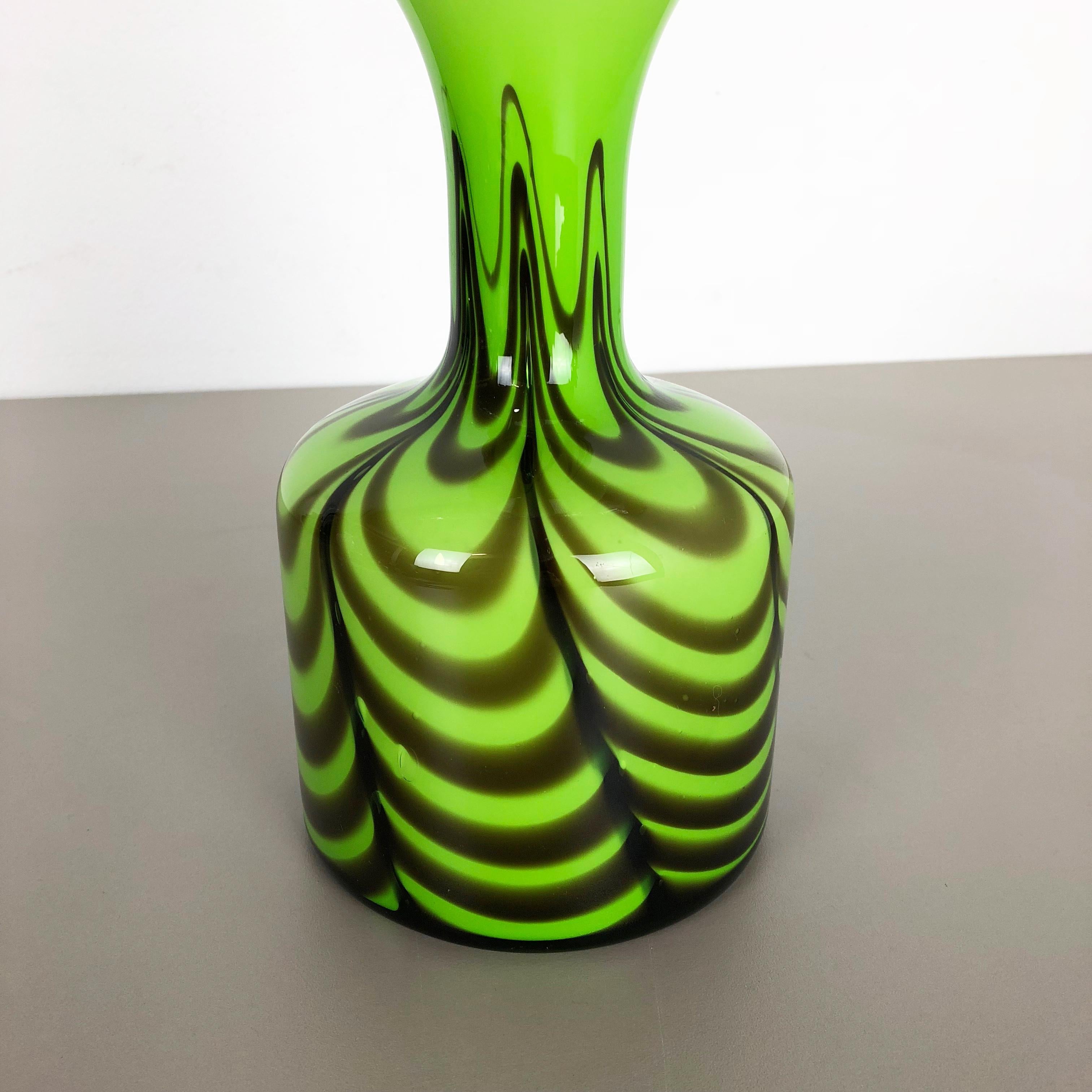 Mid-Century Modern Large Green Vintage Pop Art Opaline Florence Vase Design 1970s Italy For Sale
