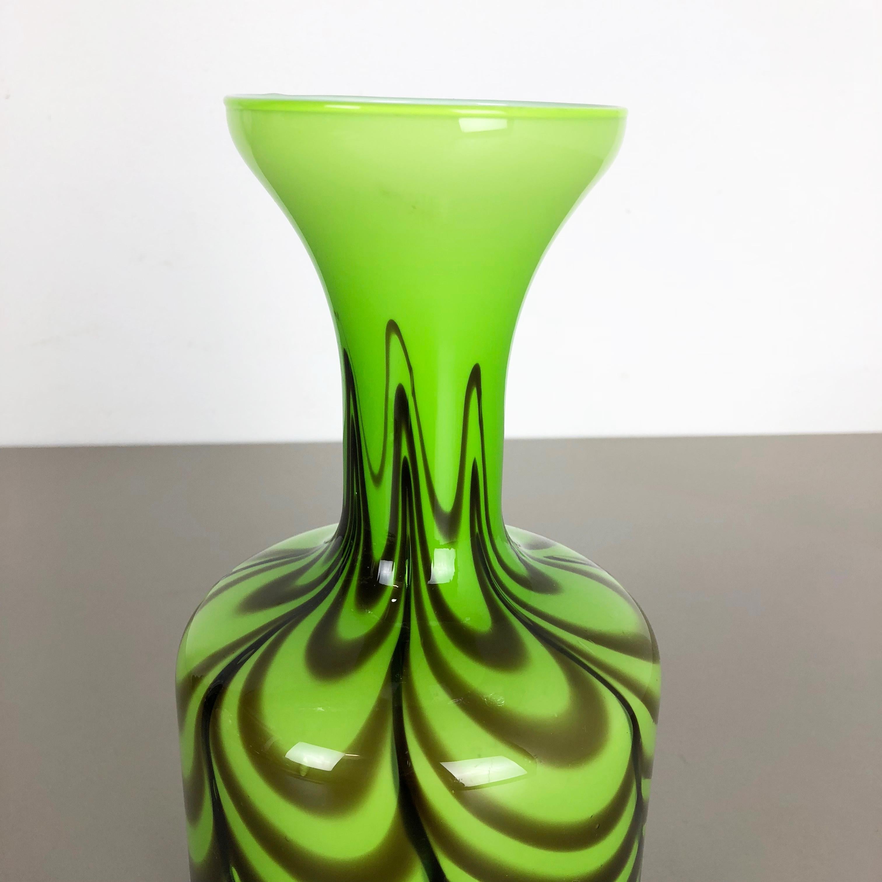 Glass Large Green Vintage Pop Art Opaline Florence Vase Design 1970s Italy For Sale