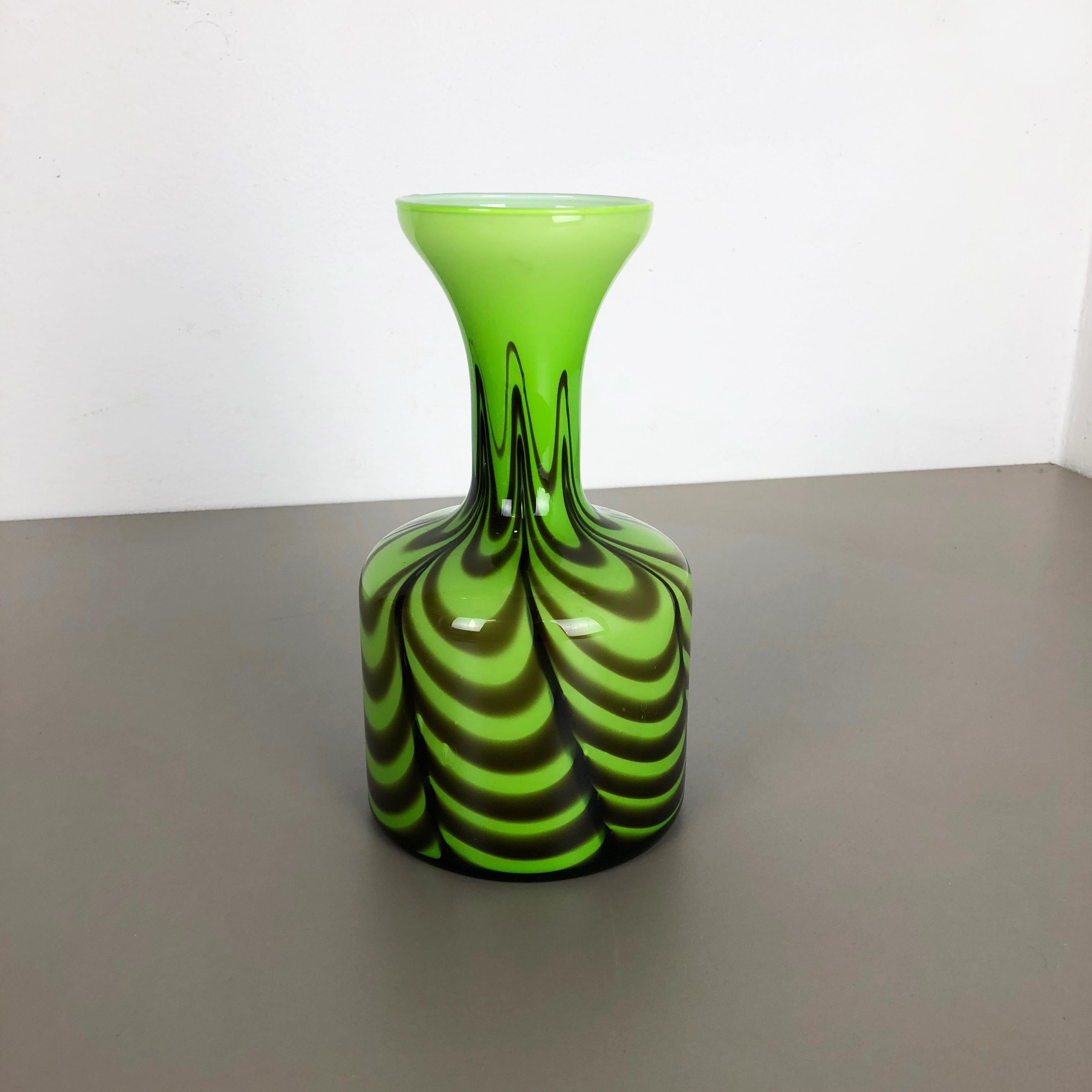 Large Green Vintage Pop Art Opaline Florence Vase Design 1970s Italy For Sale 1
