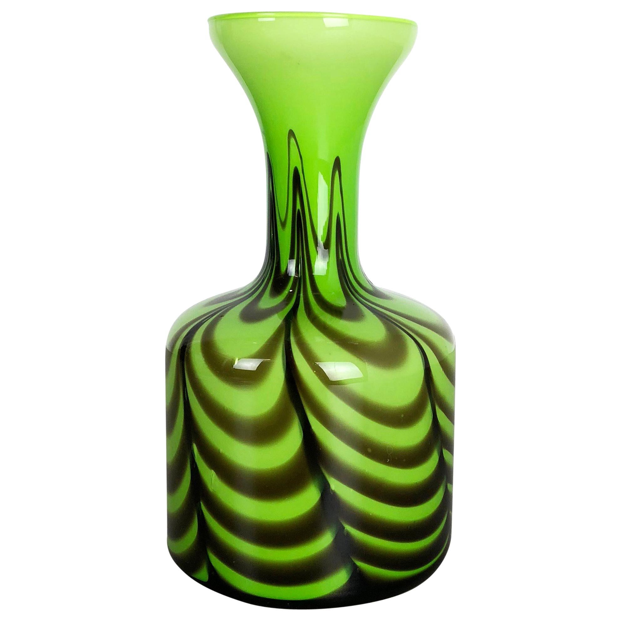 Large Green Vintage Pop Art Opaline Florence Vase Design 1970s Italy For Sale