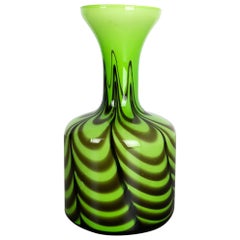 Large Green Vintage Pop Art Opaline Florence Vase Design 1970s Italy