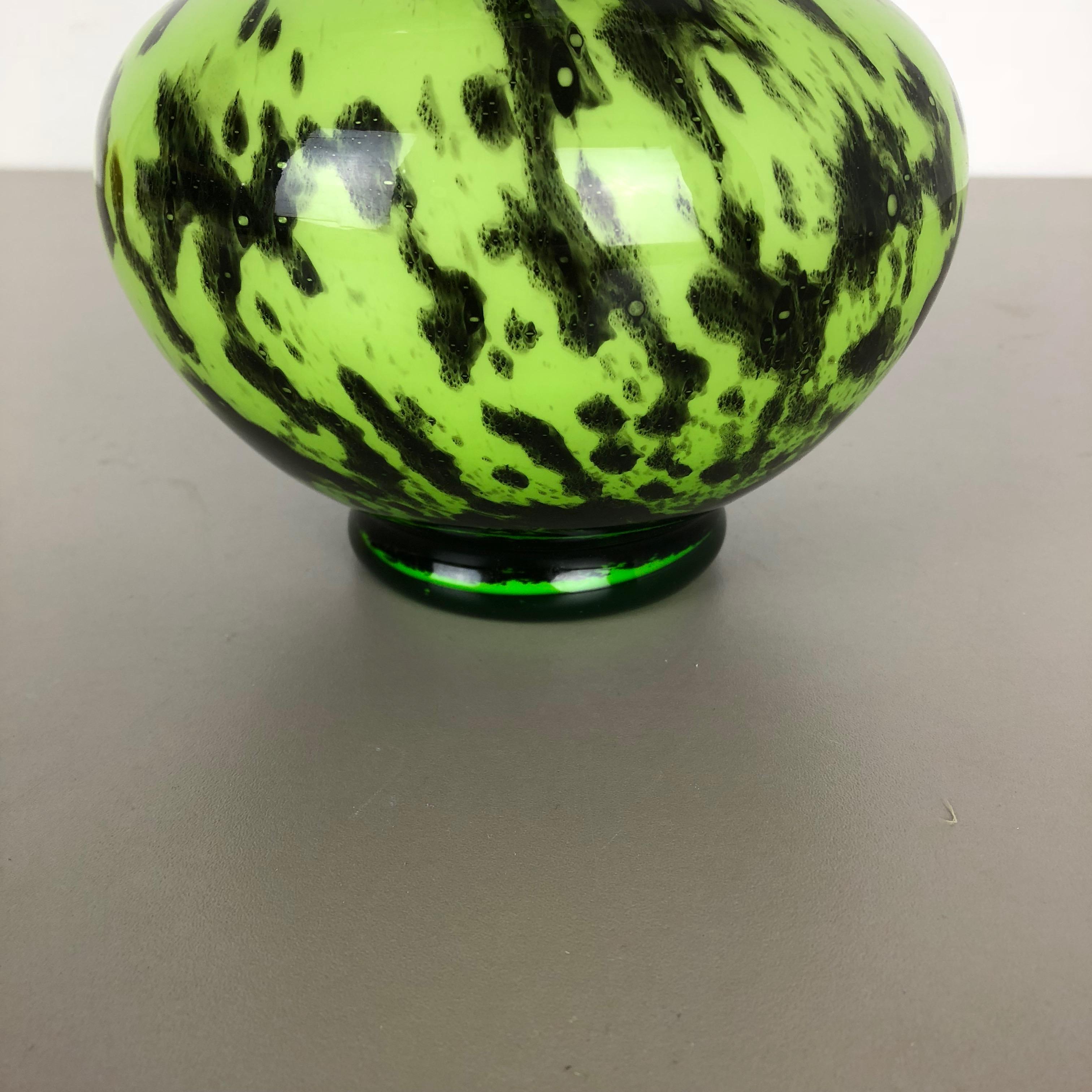 Glass Large Green Vintage Pop Art Opaline Florence Vase Design, Italy For Sale