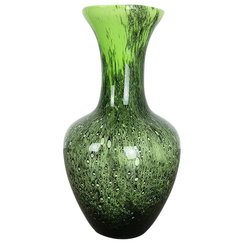 Large Green Vintage Pop Art Opaline Florence Vase Design, Italy