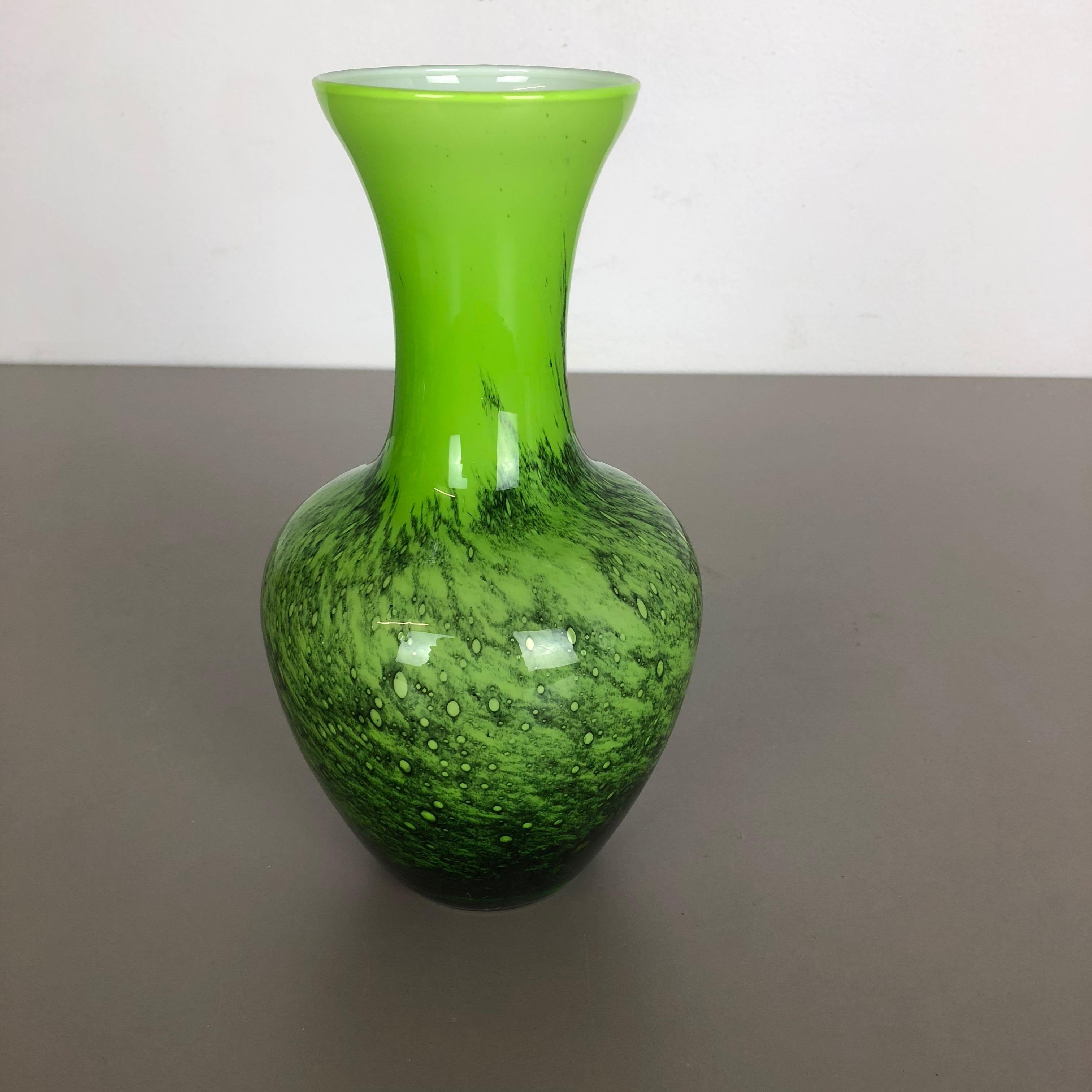 Mid-Century Modern Large Green Vintage Pop Art Opaline Florence Vase Design, Italy No. 2 For Sale