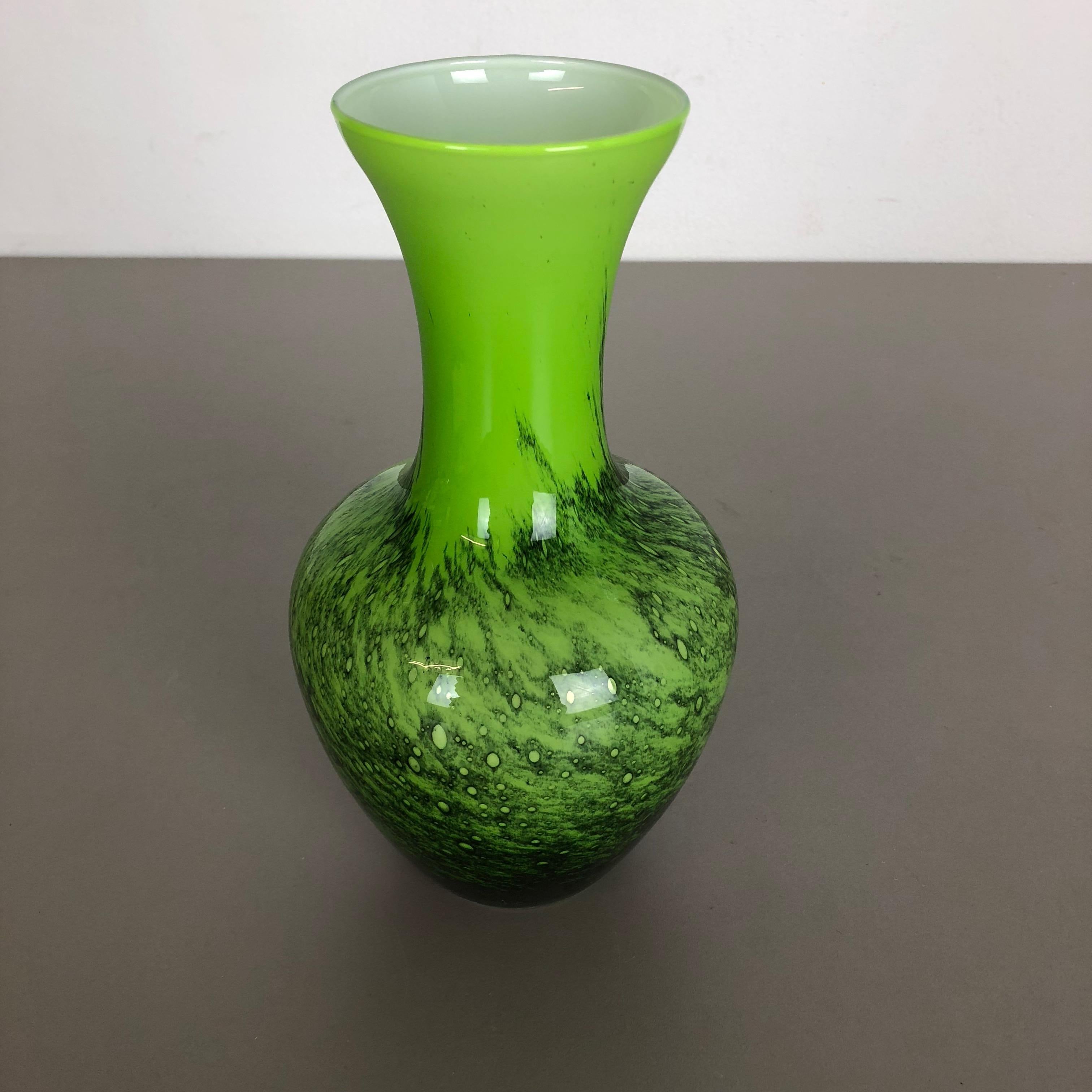Italian Large Green Vintage Pop Art Opaline Florence Vase Design, Italy No. 2 For Sale