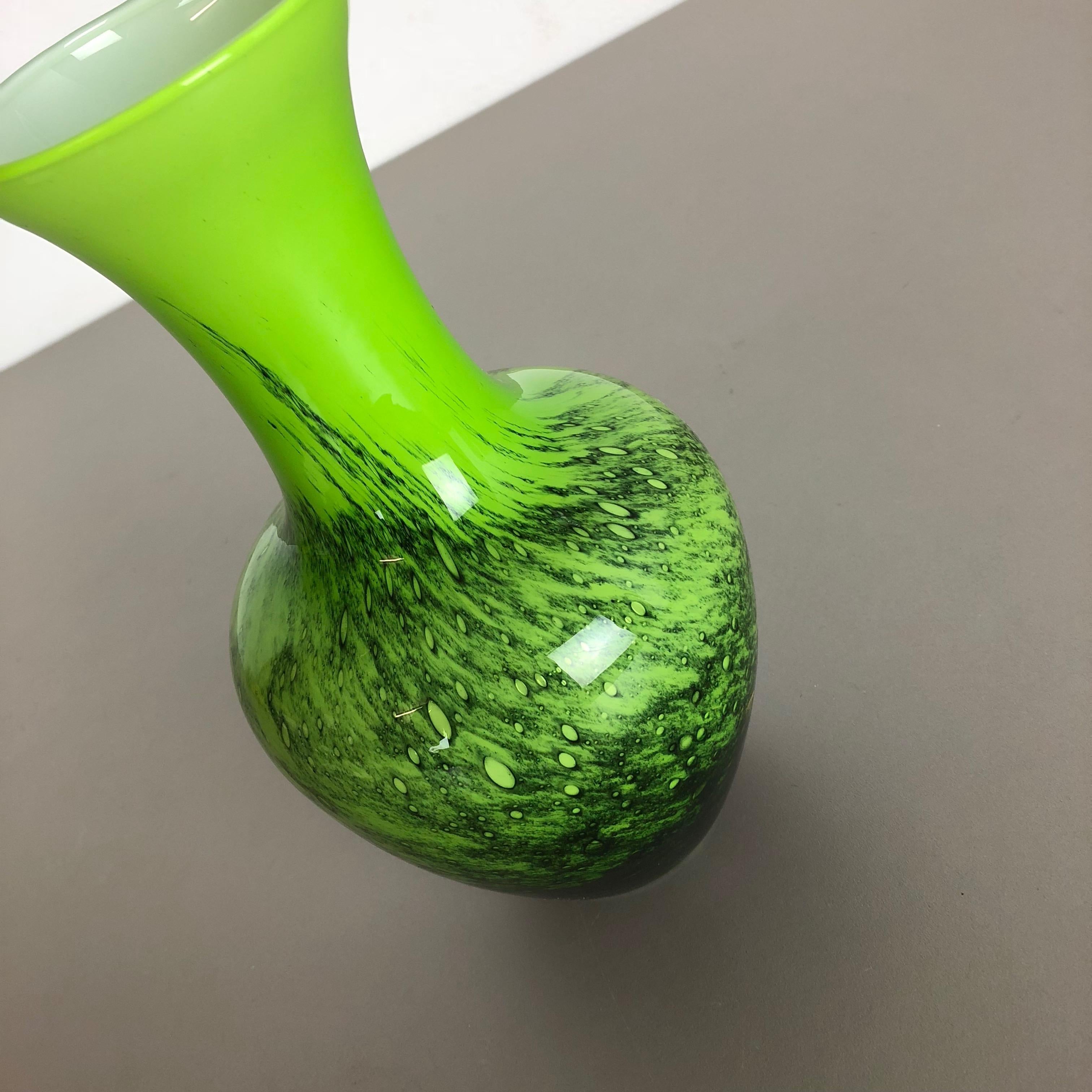 Large Green Vintage Pop Art Opaline Florence Vase Design, Italy No. 2 For Sale 2