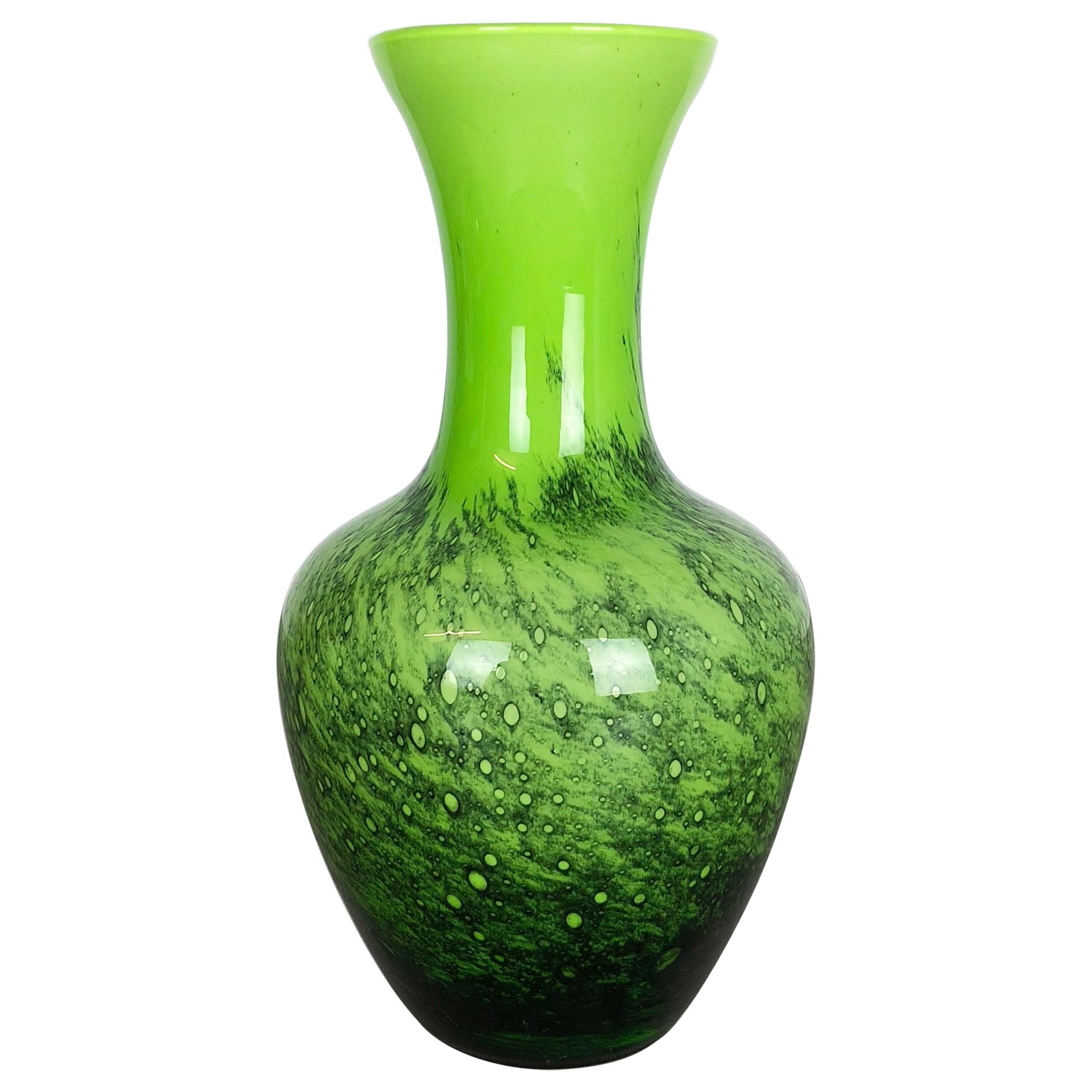 Large Green Vintage Pop Art Opaline Florence Vase Design, Italy No. 2