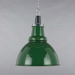 Large Green Vitreous Enamel Industrial Ceiling Lamp