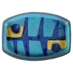 Large Grethe Lindblad Oblong Ceramic Dish with Figurative Motif Denmark 1958
