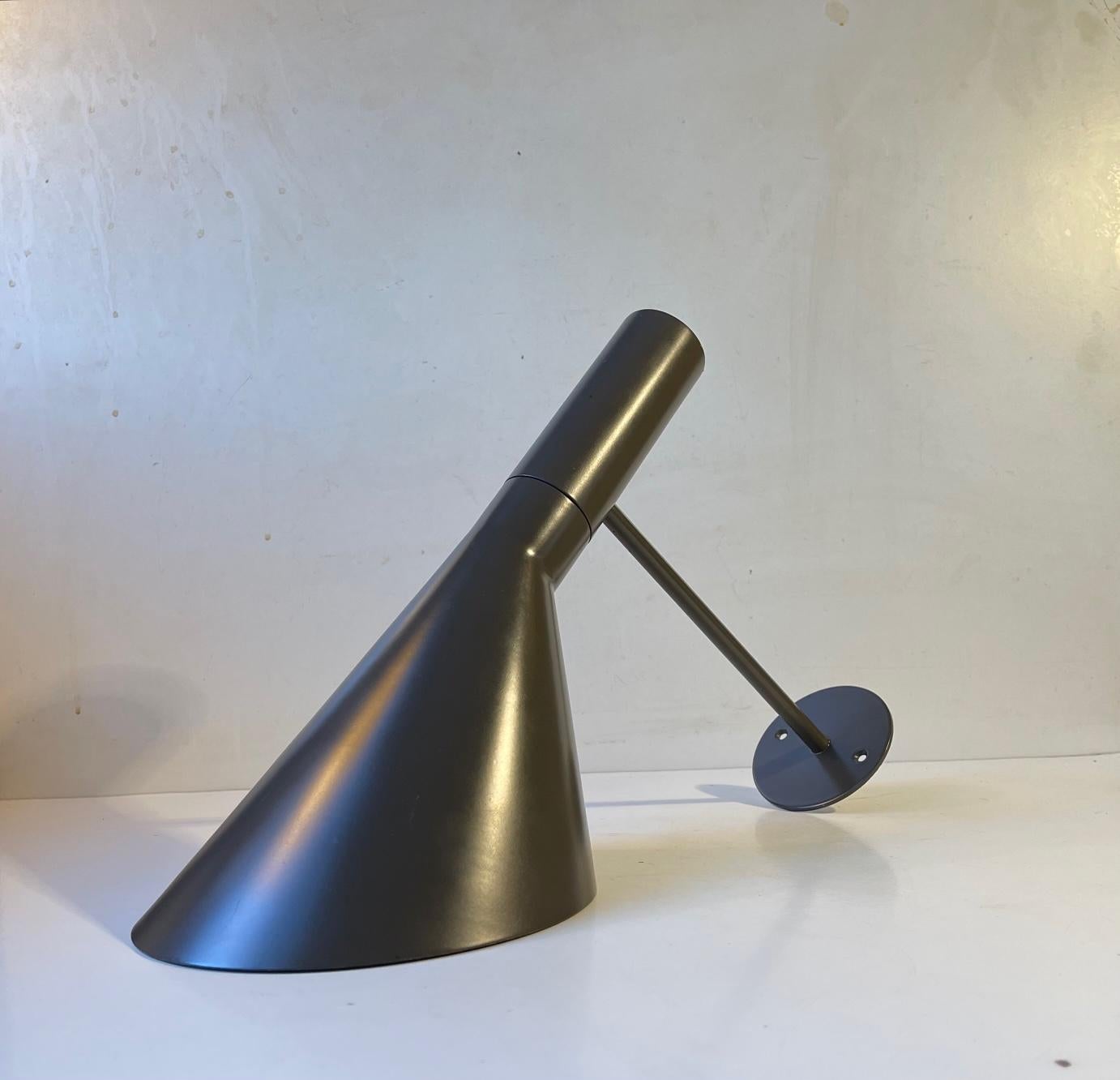 Mid-Century Modern Large Grey AJ Wall Lamp by Arne Jacobsen for Louis Poulsen, 1960s For Sale
