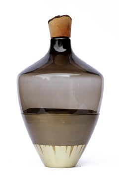 Large Grey and Brass Half Patina India Vessel II, Pia Wüstenberg