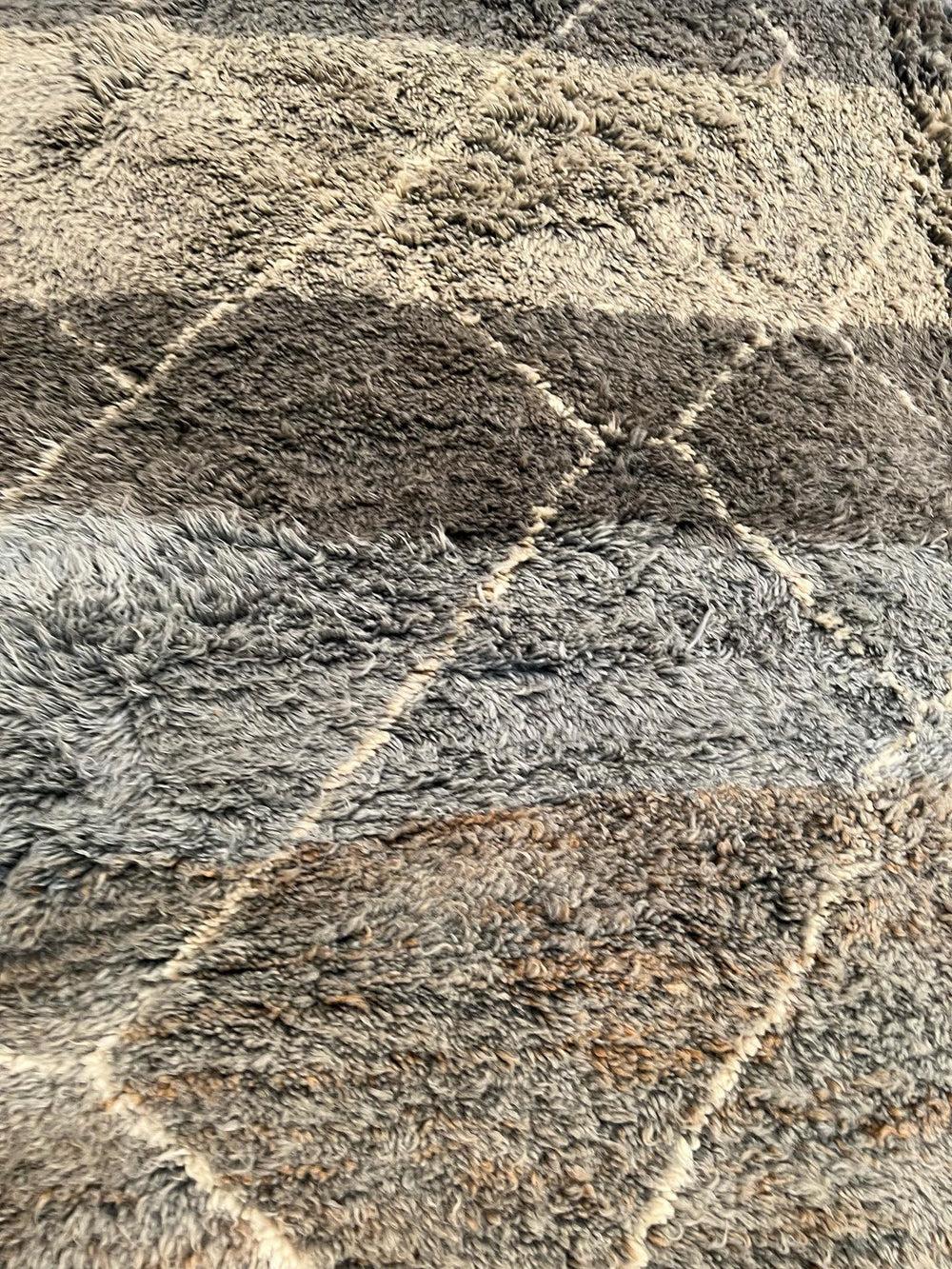 Alfombra grande de lana marroquí Beni Ourain gris azul moderna con diseño de líneas abstractas Marroquí en venta