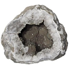 Antique Large Grey Druzy Quartz Keokuk Geode