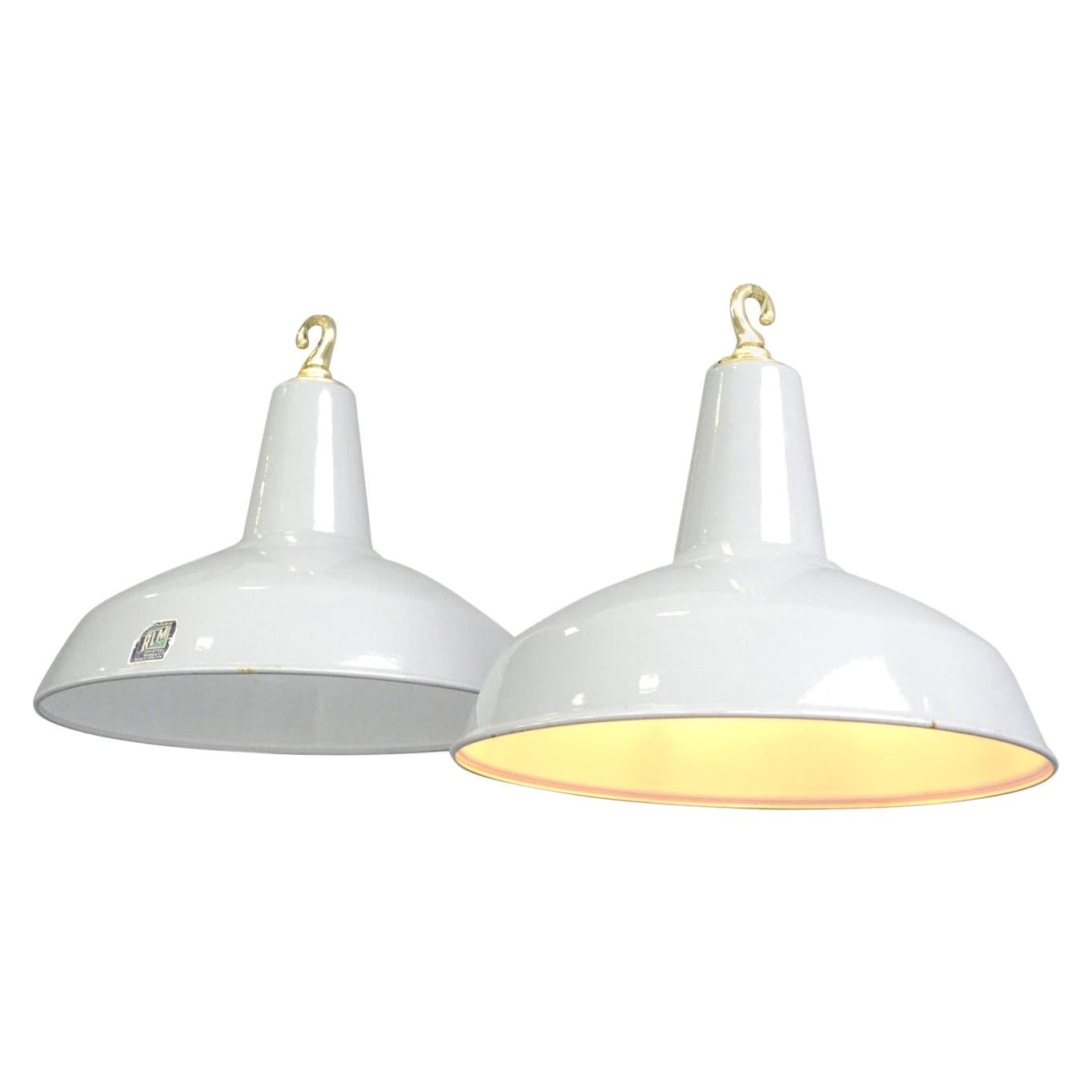 Large Grey Enamel Factory Lights by Benjamin, circa 1950s