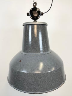 Large Grey Enamel Industrial Factory Lamp from Elektrosvit, 1960s