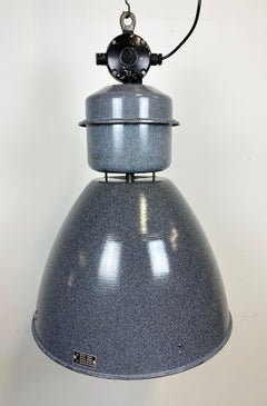 Große graue Emaille-Industrie-Fabrik-Lampe von Elektrosvit, 1960er Jahre
