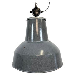 Large Grey Enamel Industrial Factory Lamp from Elektrosvit, 1960s