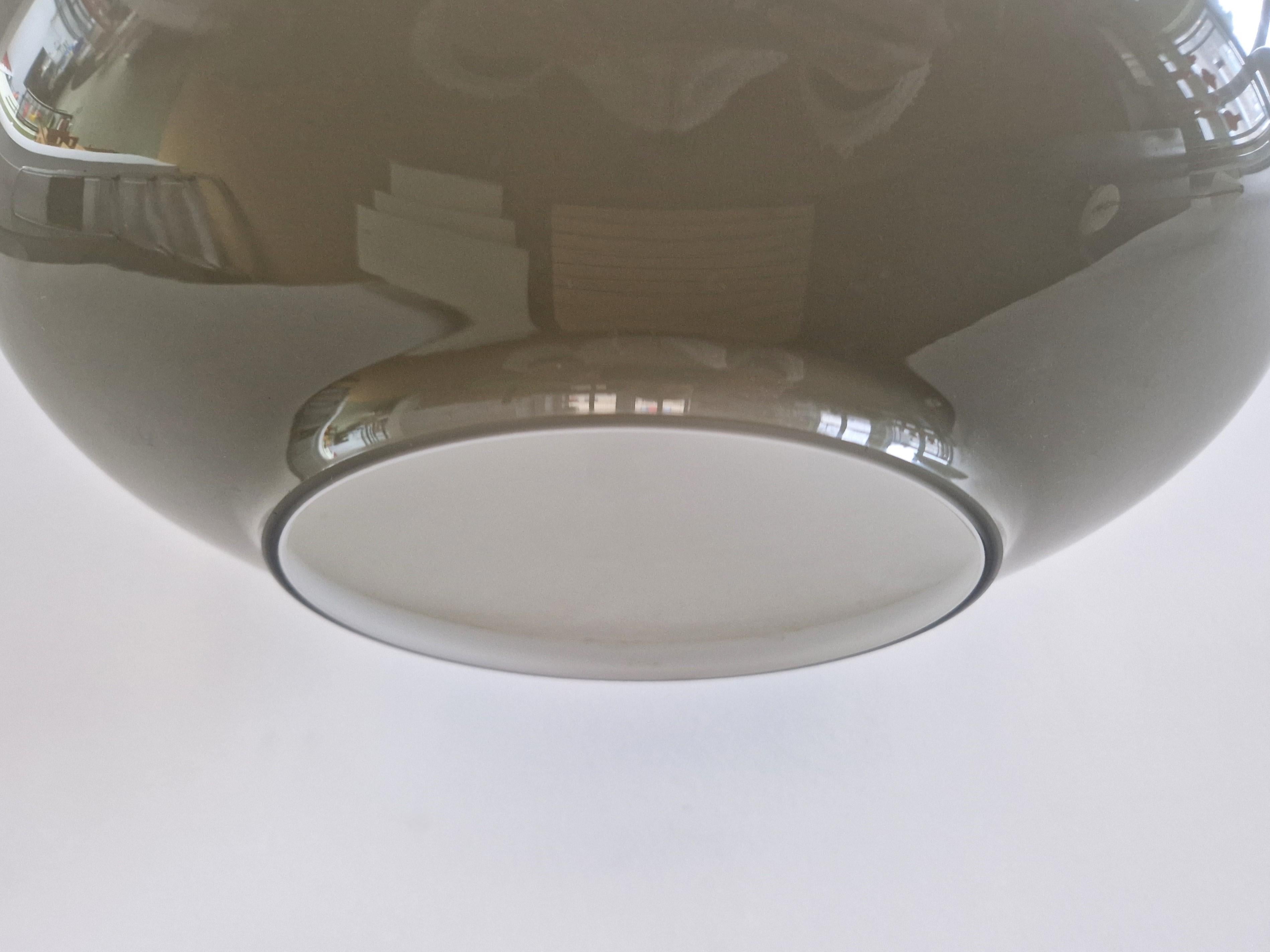 Italian Large grey glass pendant lamp by Paolo Venini for Venini, Italy 1960's For Sale