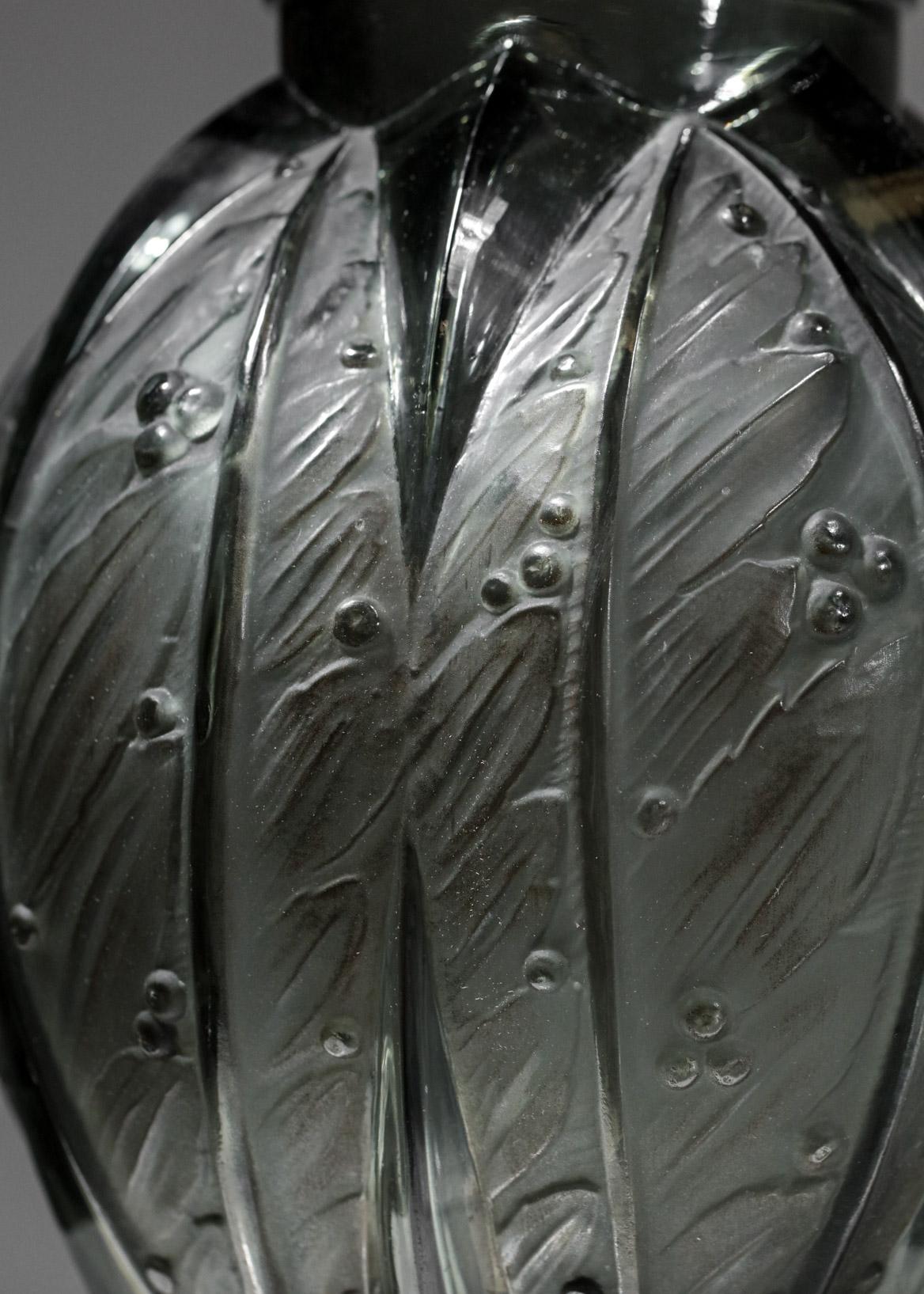 Large Grey Glass Vase by Verlys from the 1940s In Good Condition In Lyon, FR