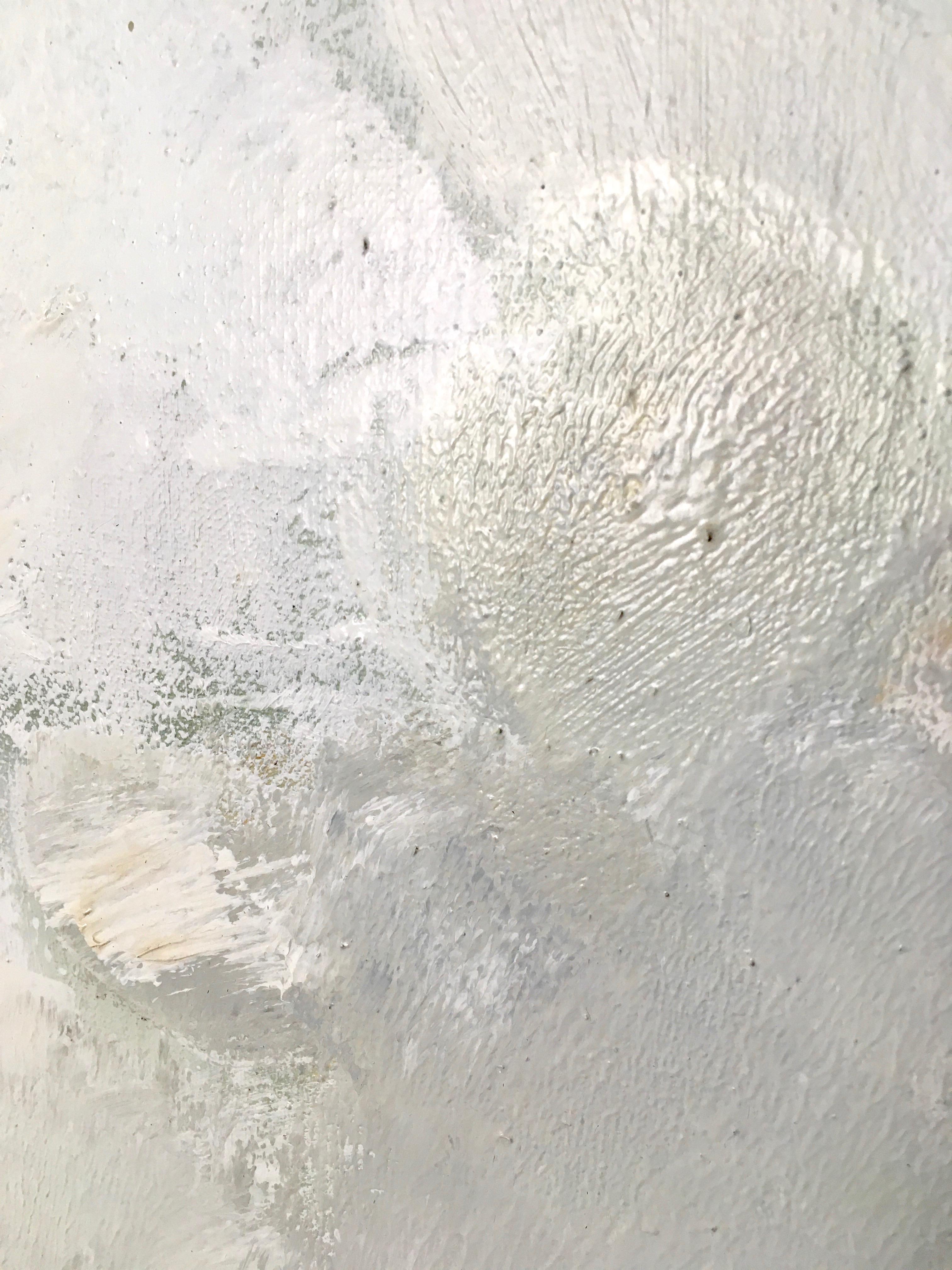 Grande huile sur toile abstraite grise et verte par Beverley Downie, 1978, cadre d'origine en vente 3