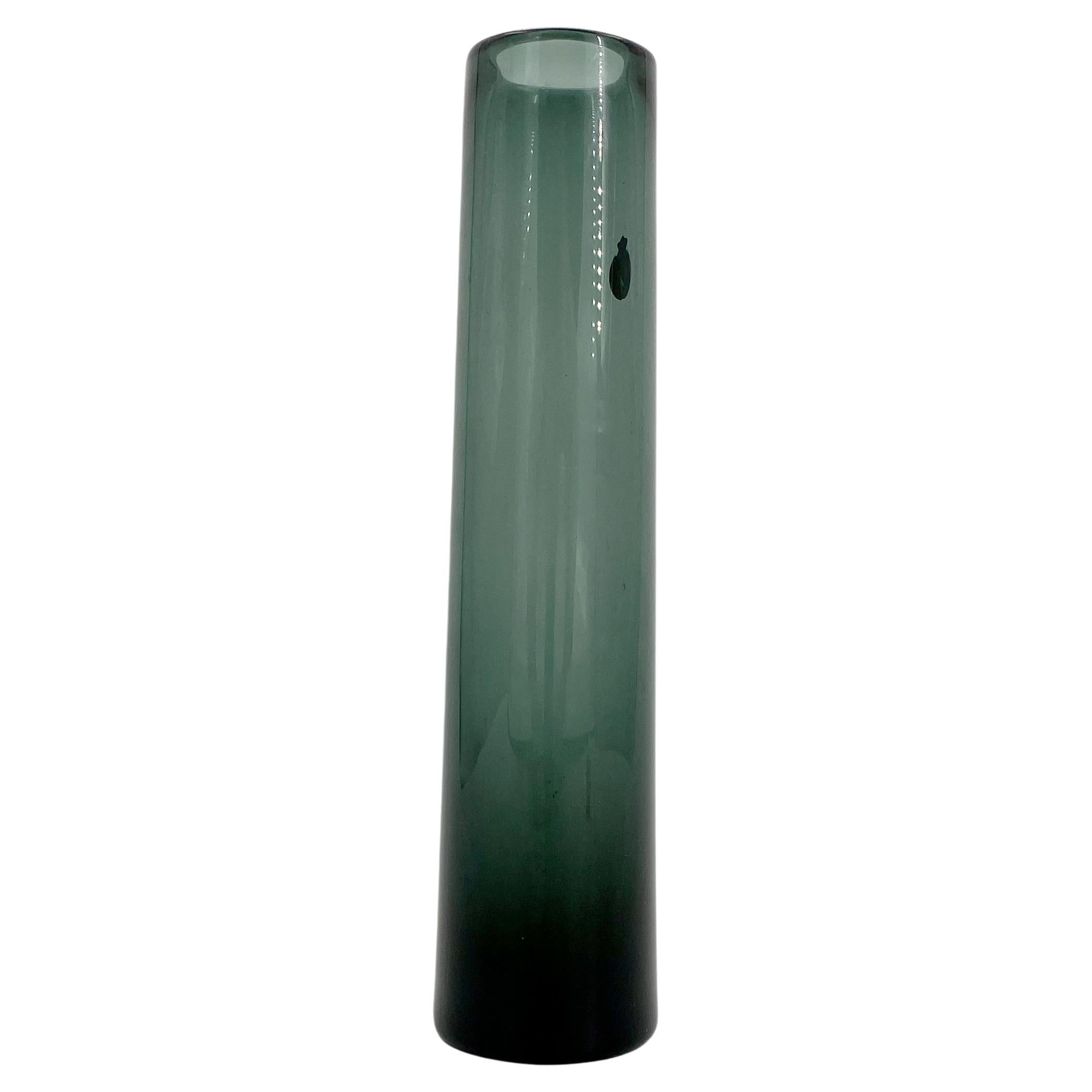 Large Grey Green Danish Glass Vase by Per Lutken for Holmegaard 1960s For Sale 4
