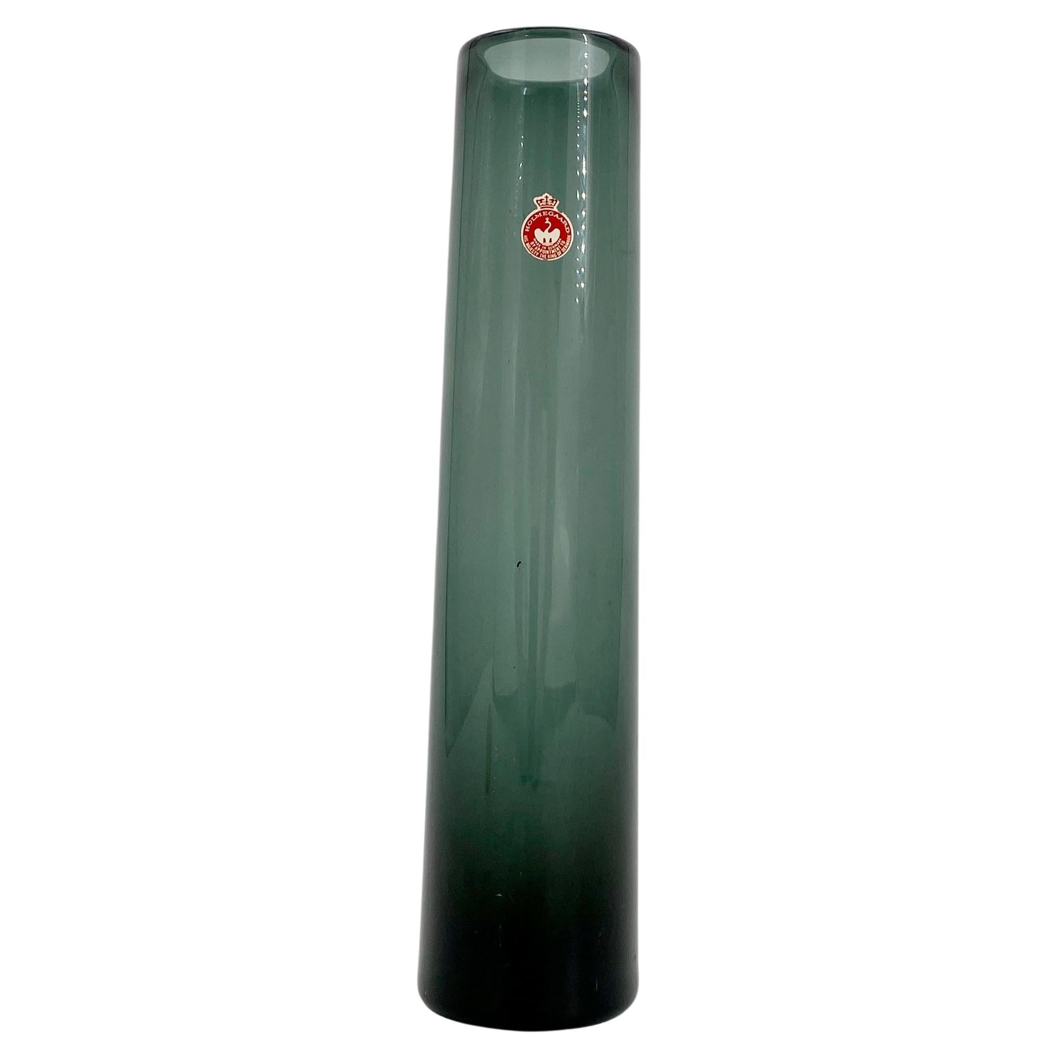 Large Grey Green Danish Glass Vase by Per Lutken for Holmegaard 1960s For Sale 8