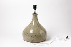 Large grey handmade stoneware ceramic table lamp by Migeon La Borne 1979