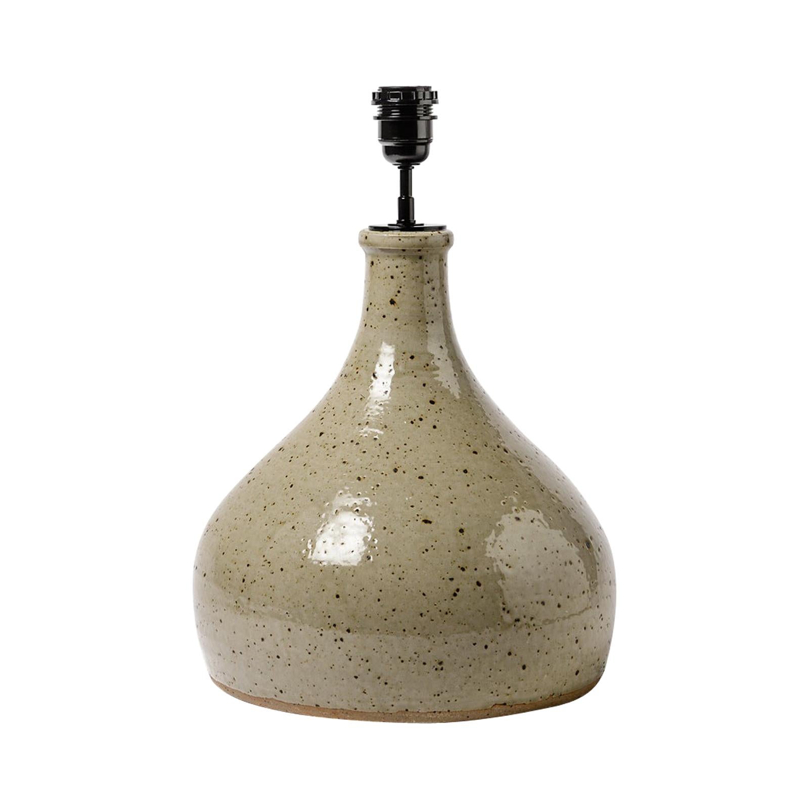 Large grey handmade stoneware ceramic table lamp by Migeon La Borne 1979 