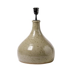 Large grey handmade stoneware ceramic table lamp by Migeon La Borne 1979