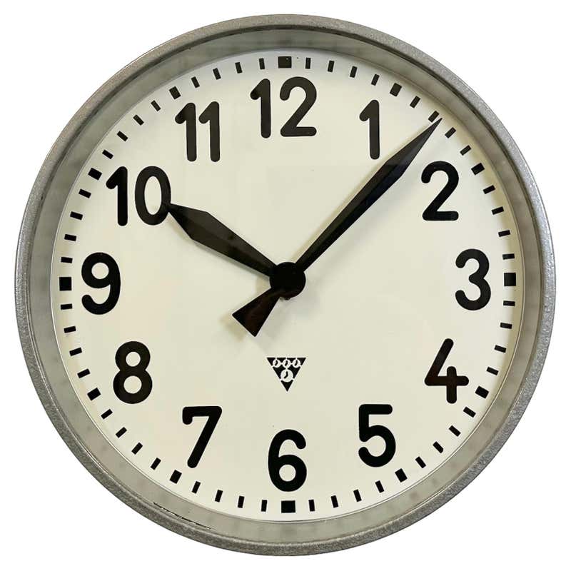 Large Industrial Double Sided Railway or Factory Clock from Pragotron ...