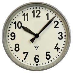 Large Grey Industrial Factory Wall Clock from Pragotron, 1960s