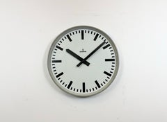 Large Grey Industrial Factory Wall Clock from Siemens, 1970s
