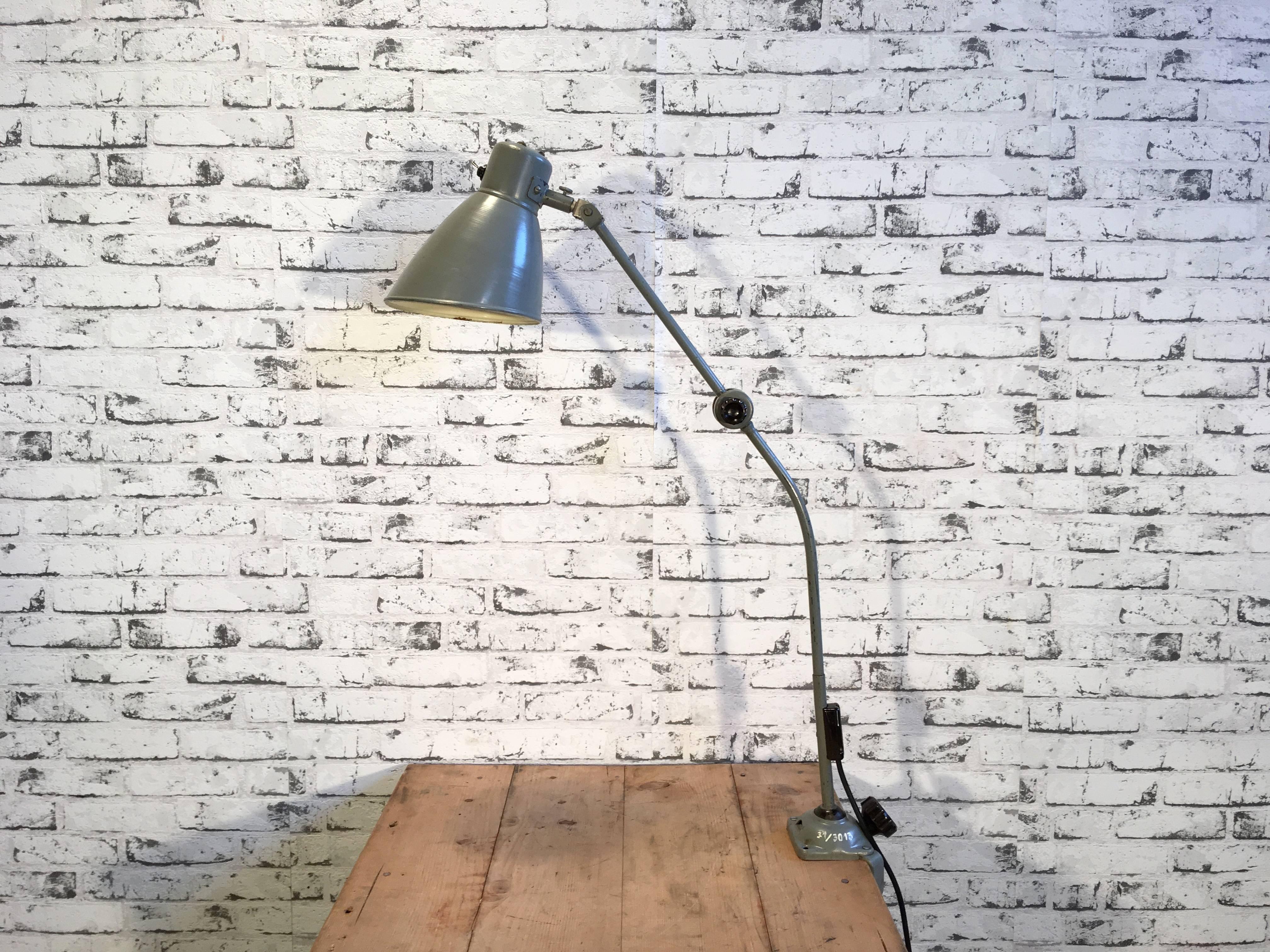 Czech Large Grey Industrial Table Lamp, 1960s