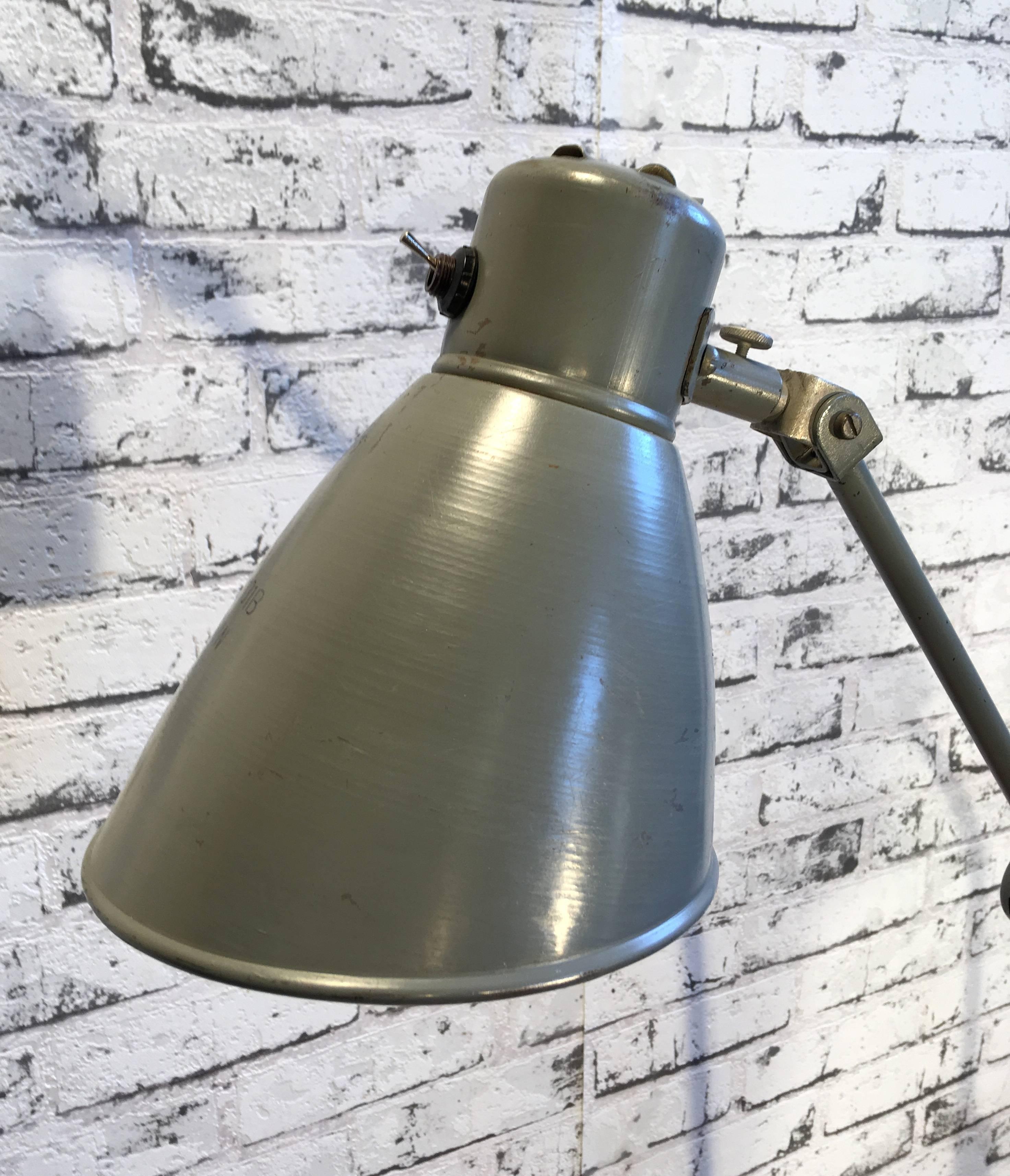 Large Grey Industrial Table Lamp, 1960s In Good Condition In Kojetice, CZ