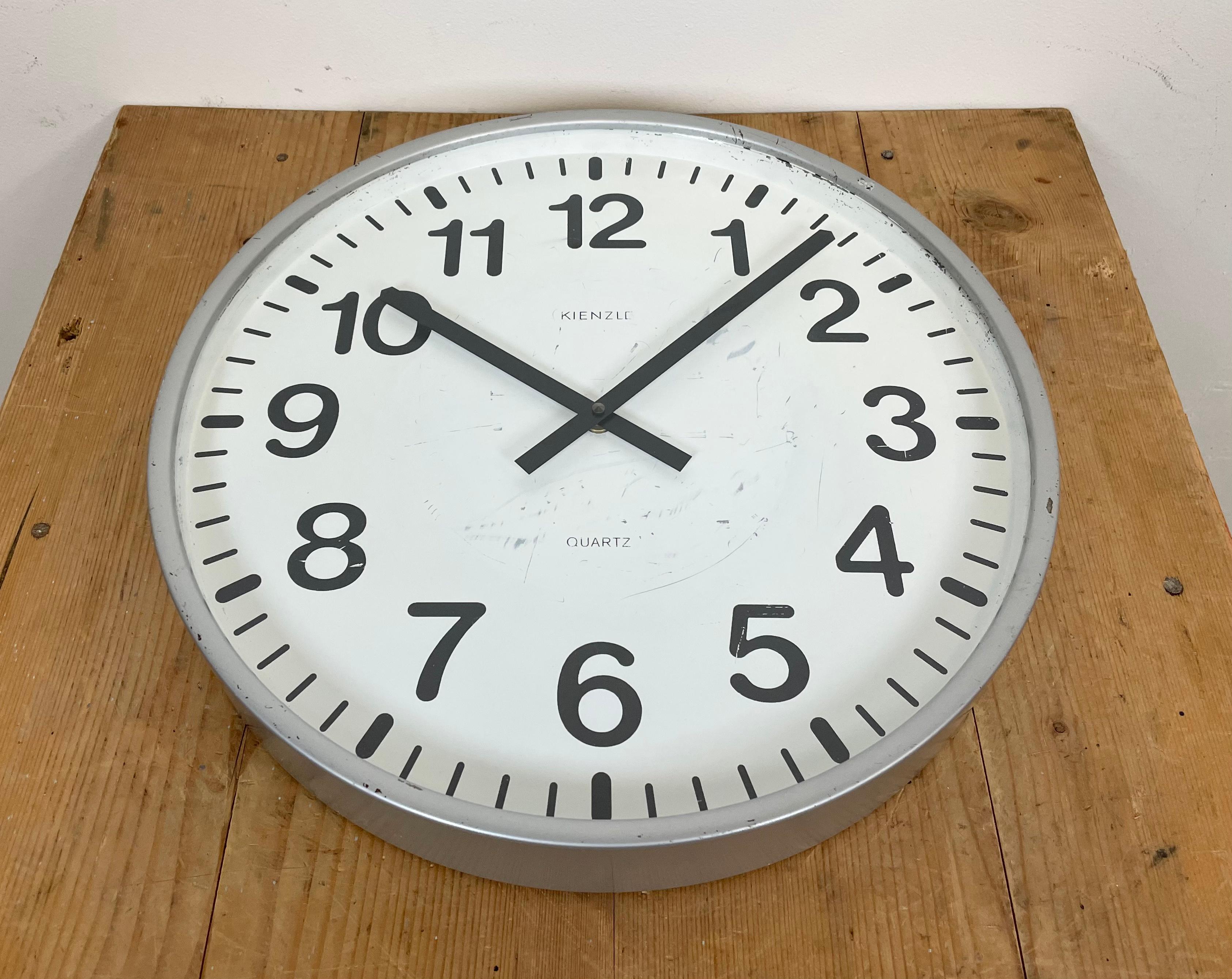 Large Grey Industrial Wall Clock from Kienzle, 1980s 2