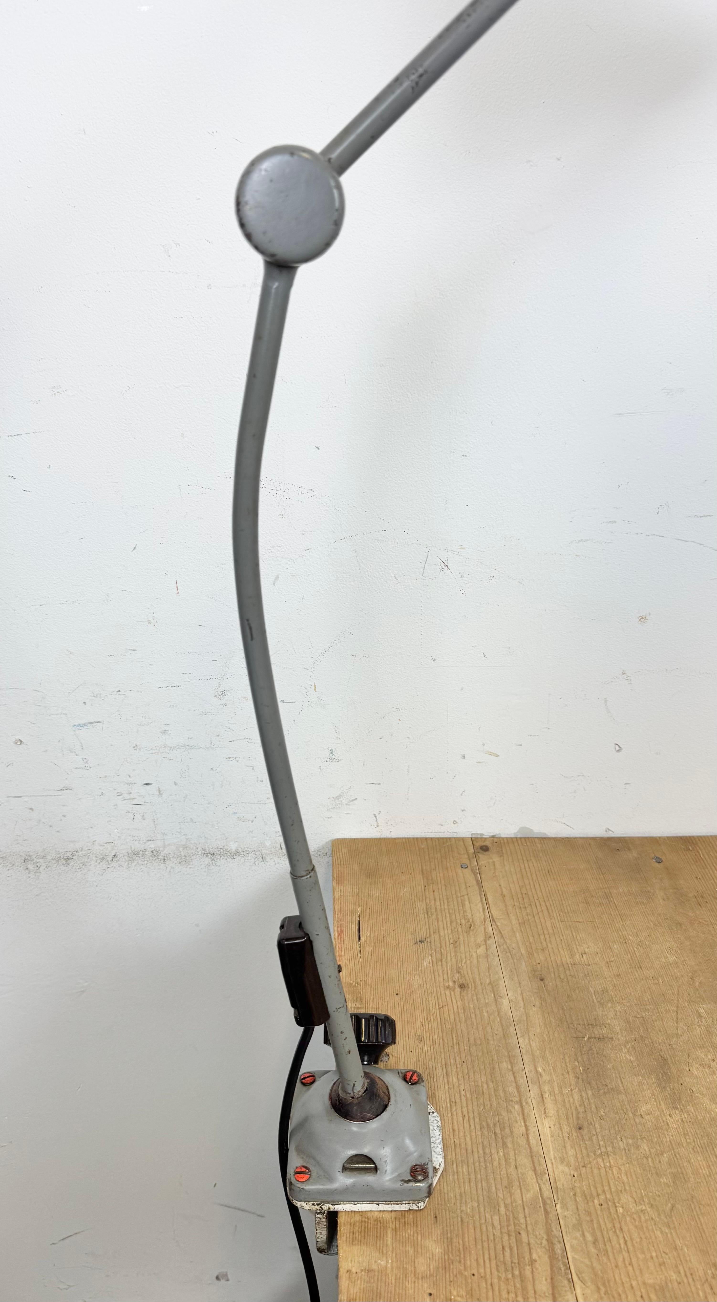 Large Grey Industrial Workshop Table Lamp, 1960s For Sale 9