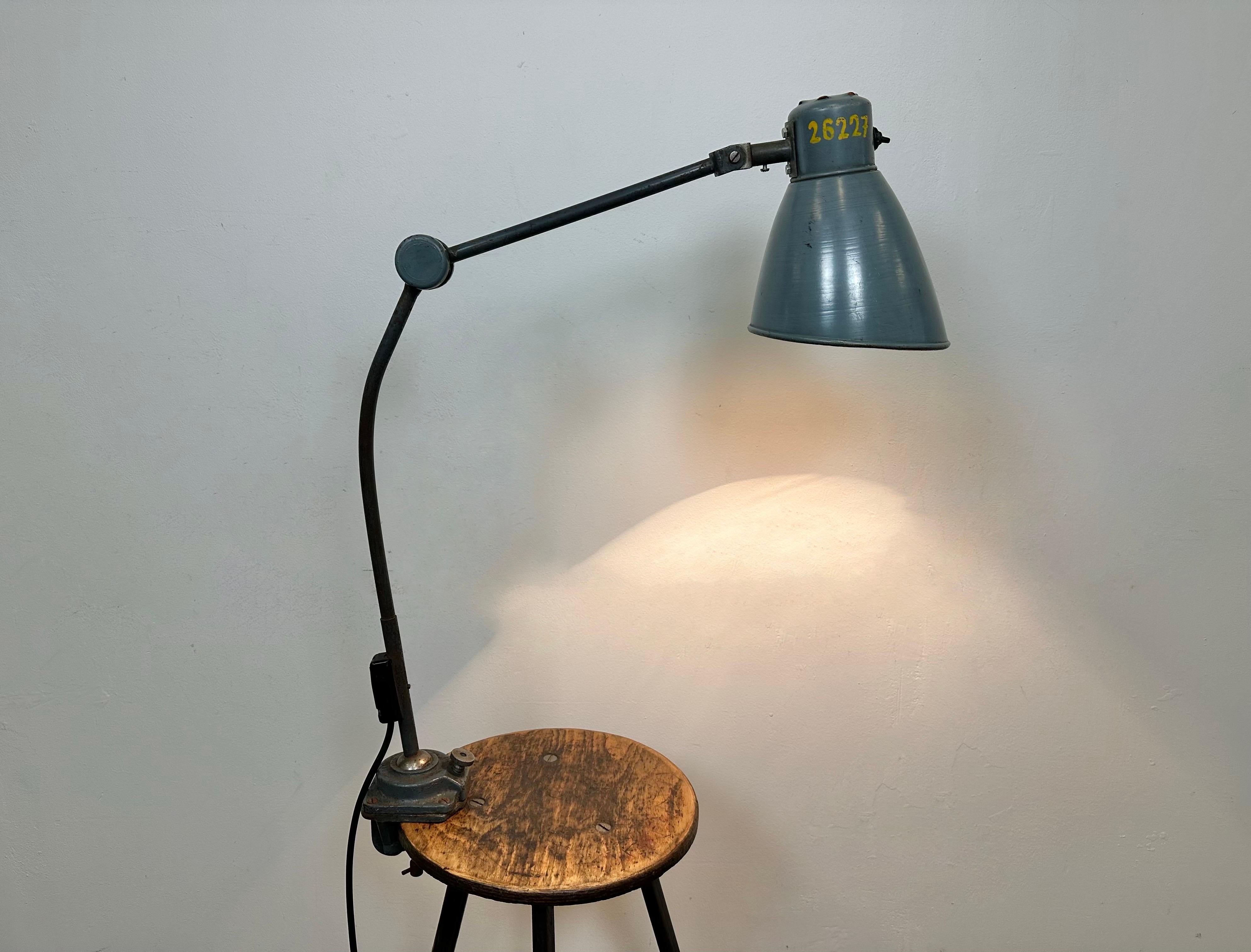 Large Grey Industrial Workshop Table Lamp, 1960s For Sale 11