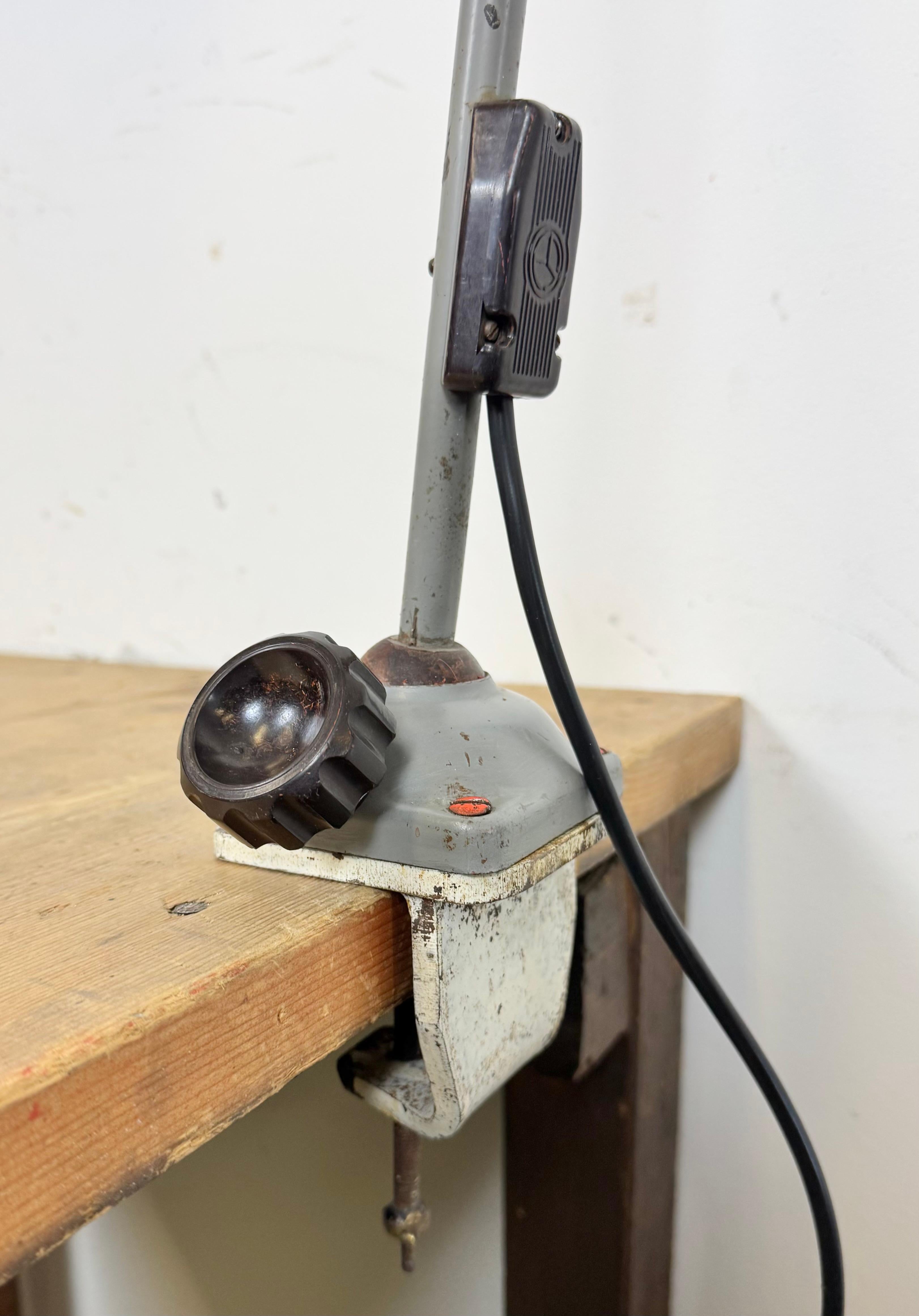 Painted Large Grey Industrial Workshop Table Lamp, 1960s For Sale