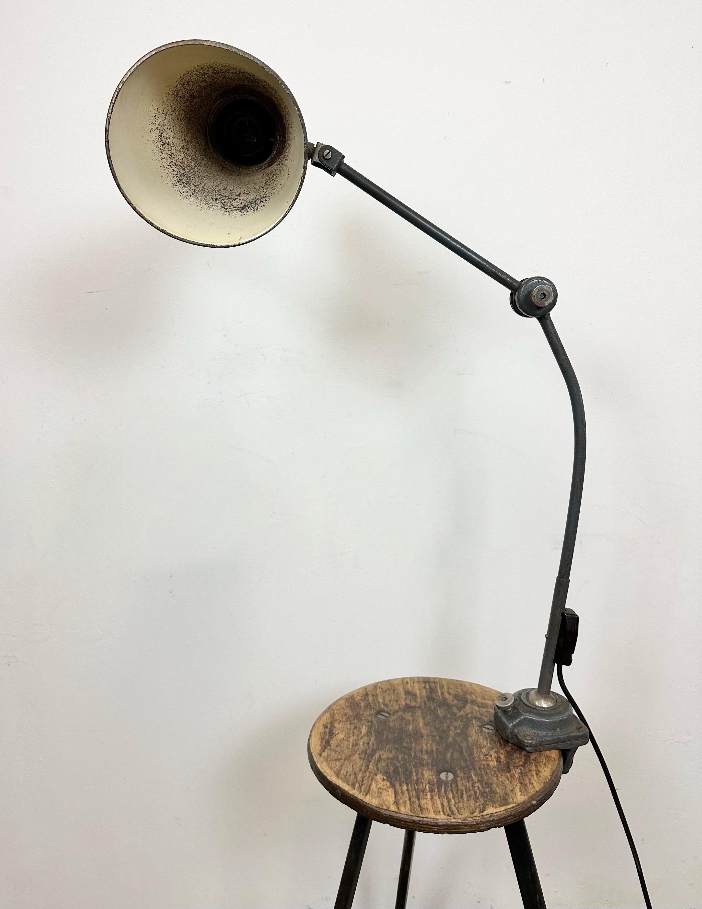 20th Century Large Grey Industrial Workshop Table Lamp, 1960s For Sale