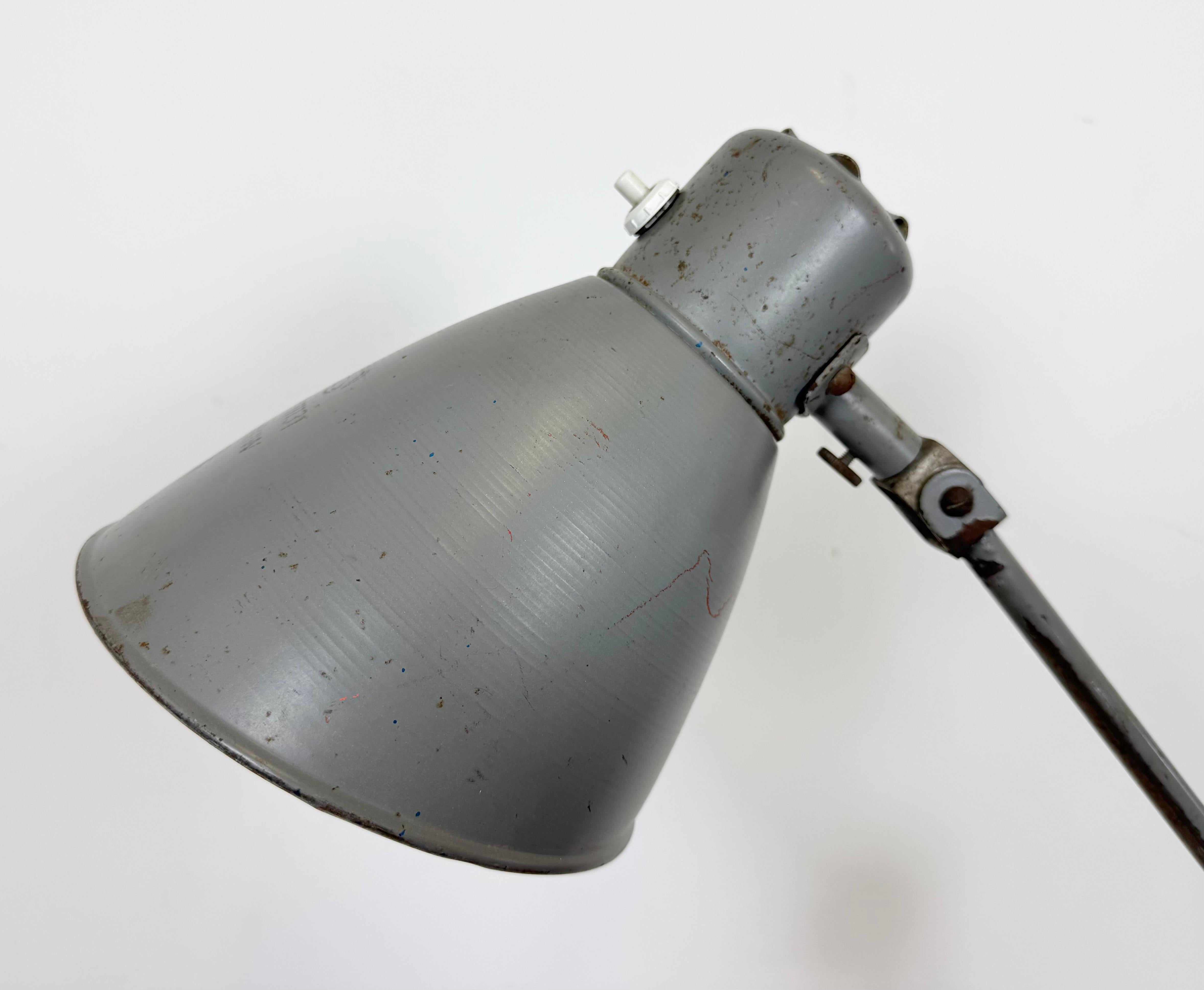 20th Century Large Grey Industrial Workshop Table Lamp, 1960s For Sale
