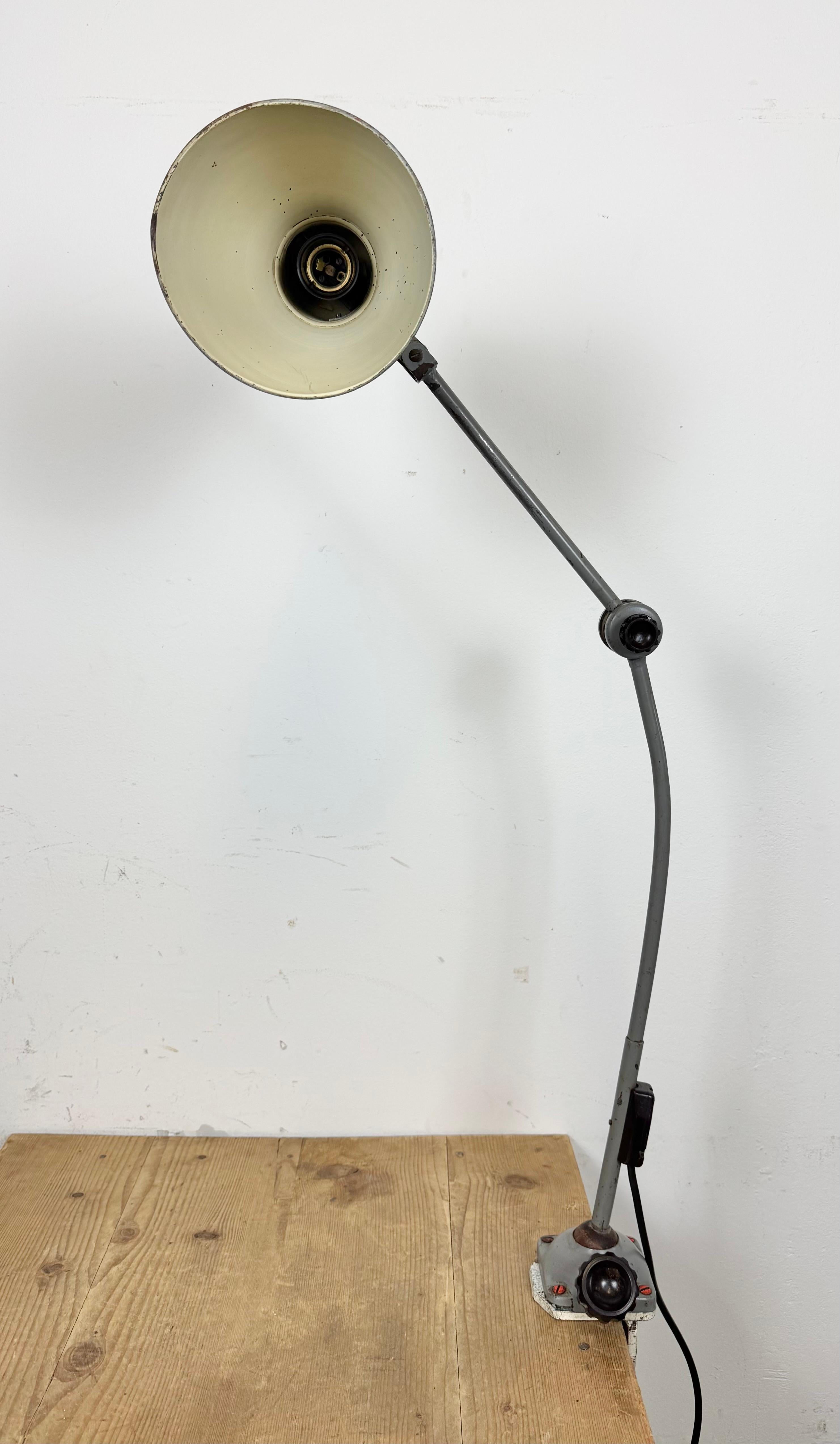 Iron Large Grey Industrial Workshop Table Lamp, 1960s For Sale