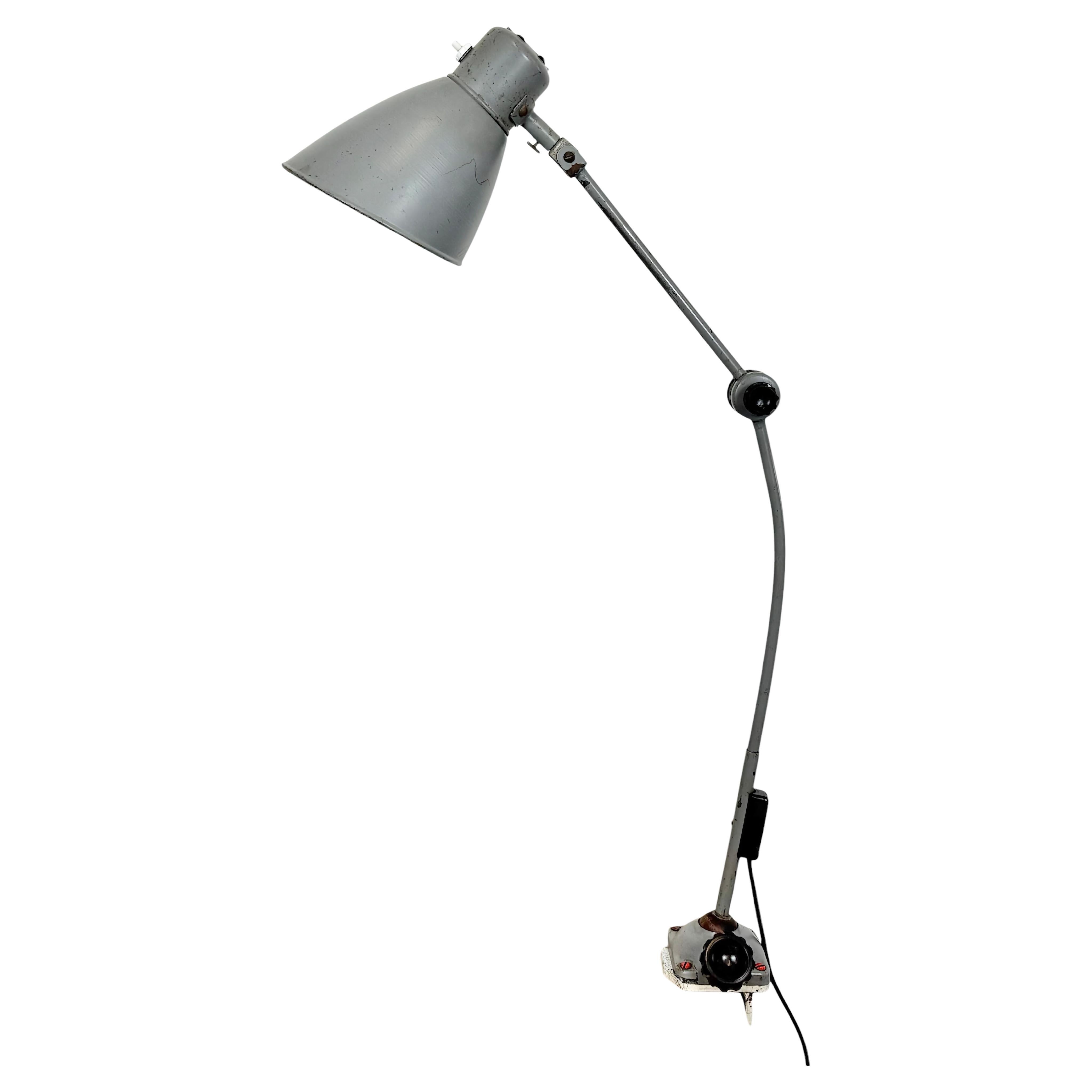 Large Grey Industrial Workshop Table Lamp, 1960s
