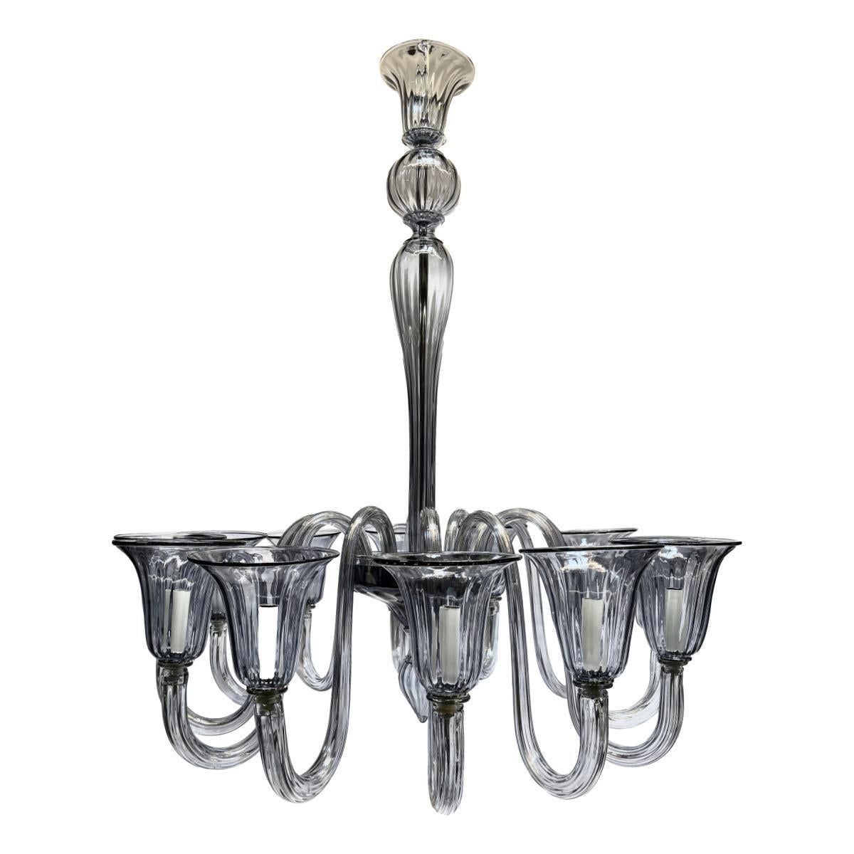 A circa 1960's grey Murano chandelier with 12 lights.

Measurements:
Height: 41.5