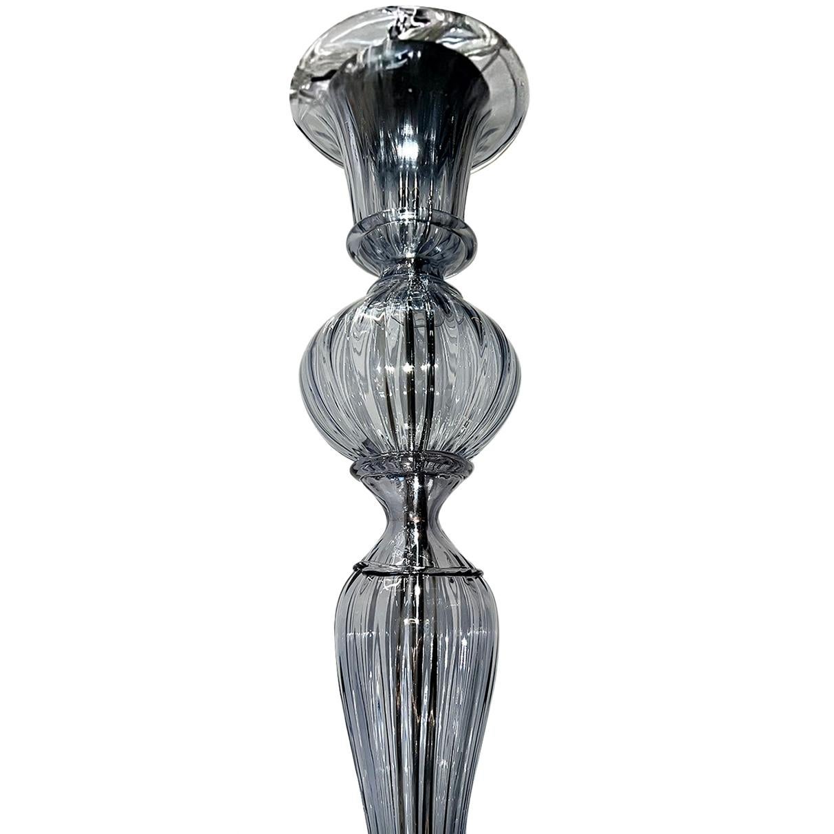 Italian Large Grey Murano Glass Chandelier For Sale