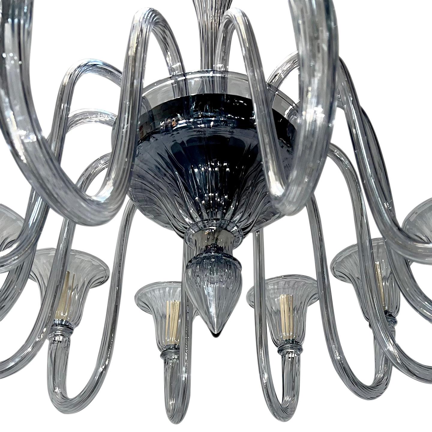 Large Grey Murano Glass Chandelier In Good Condition For Sale In New York, NY
