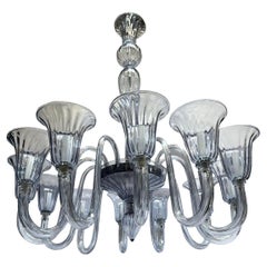 Grand lustre en verre de Murano gris